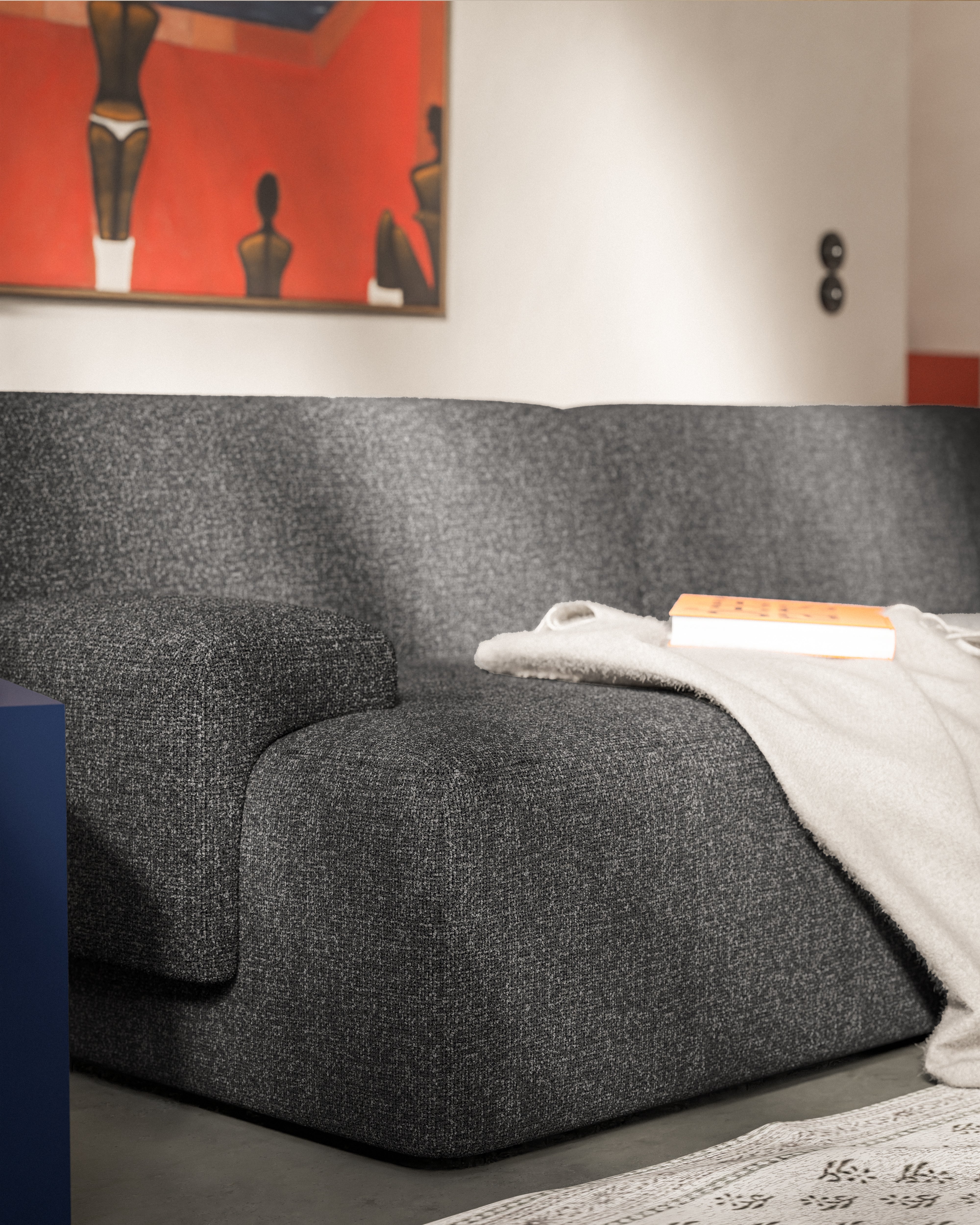 Modulaire 2-zitsbank UMI steen zwart