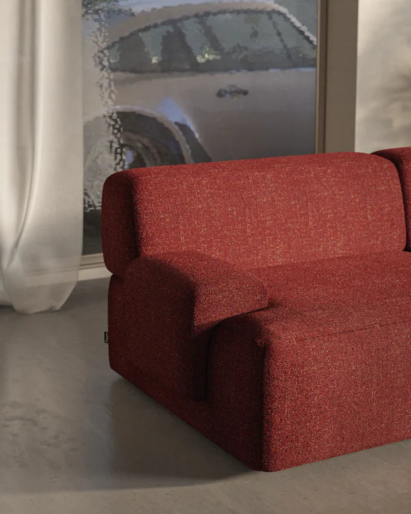 Modulares Sofa UMI - linkes Element in kastanienrot