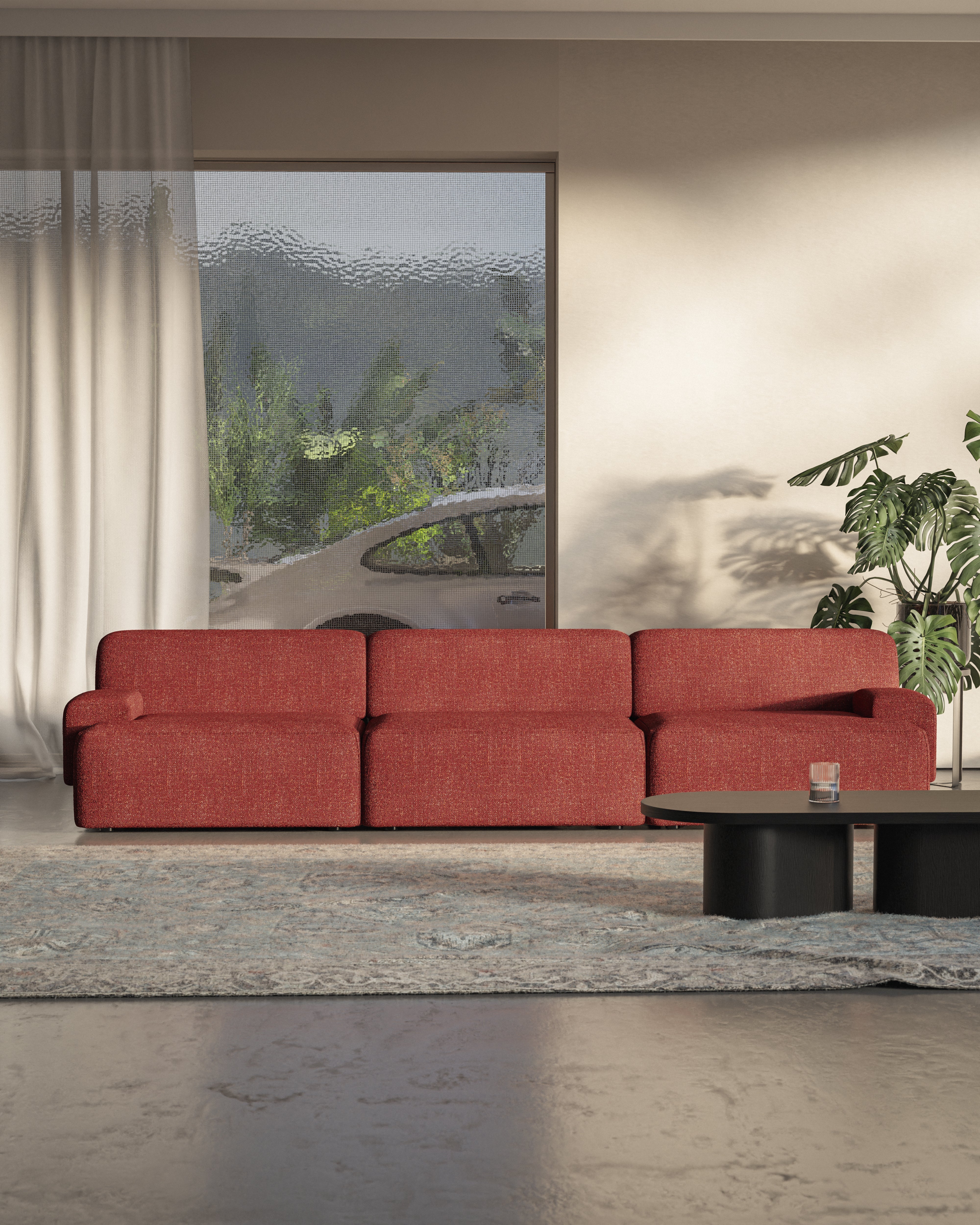 Modular 3-Seater Sofa UMI Chestnut Red