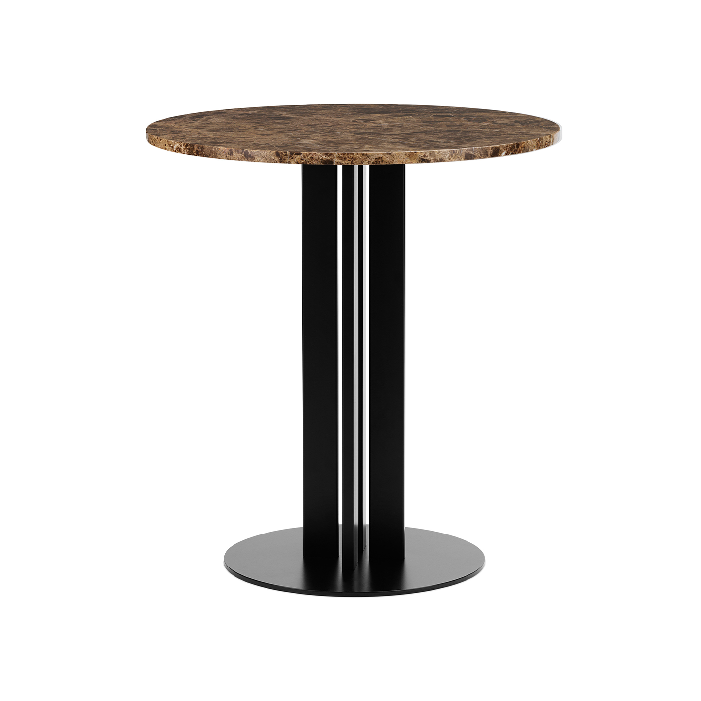 Ronde SCALA koffietafel met marmeren blad en zwarte basis