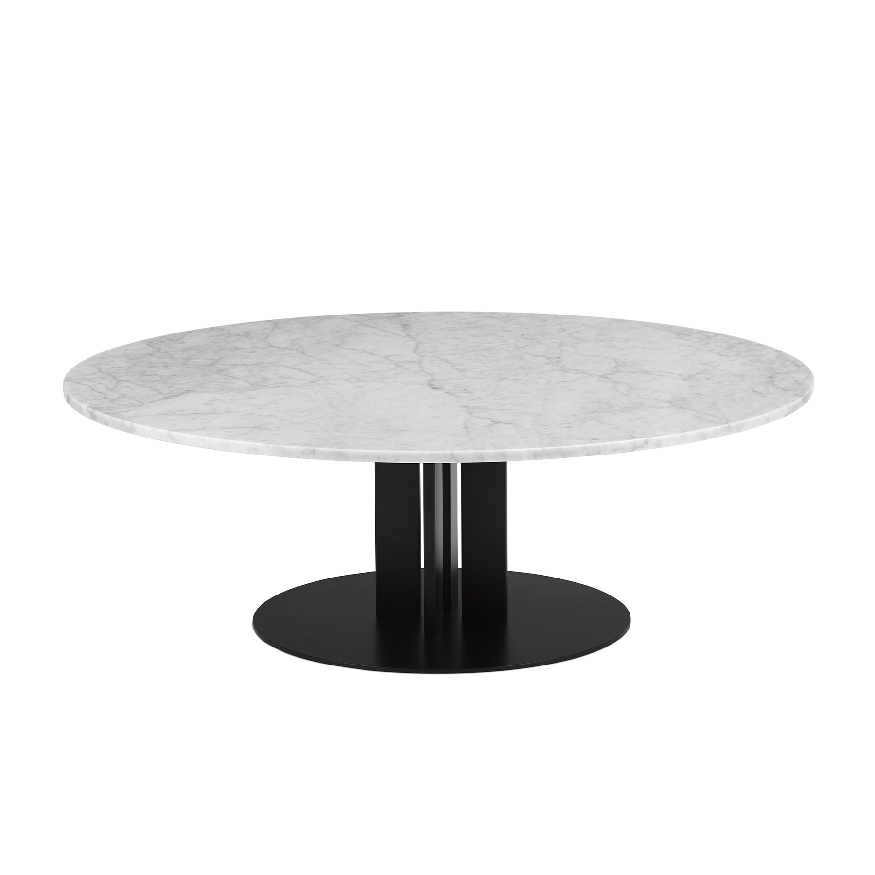 Round coffee table Scala white marble top with a black base