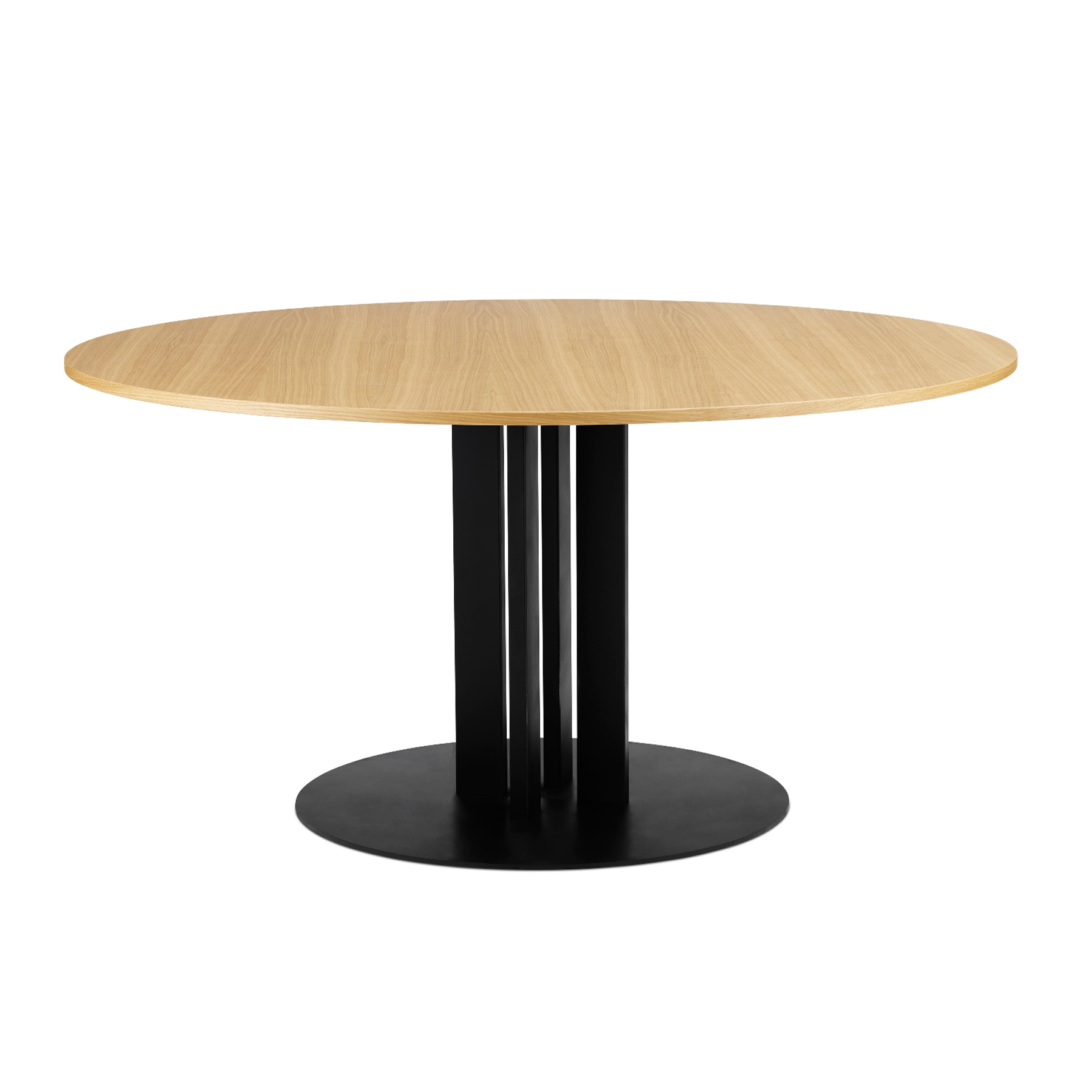Rundtisch Scala furniert oben mit einer schwarzen Basis