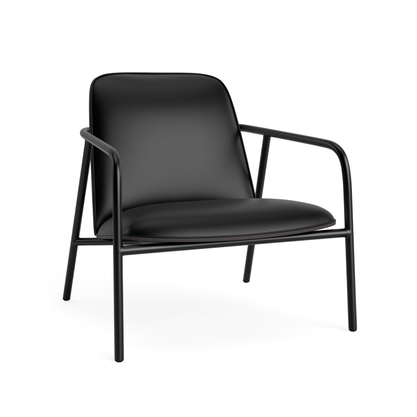 Fotel tapicerowany PAD LOW czarny fornir jesionowy z czarna podstawą – Normann Copenhagen