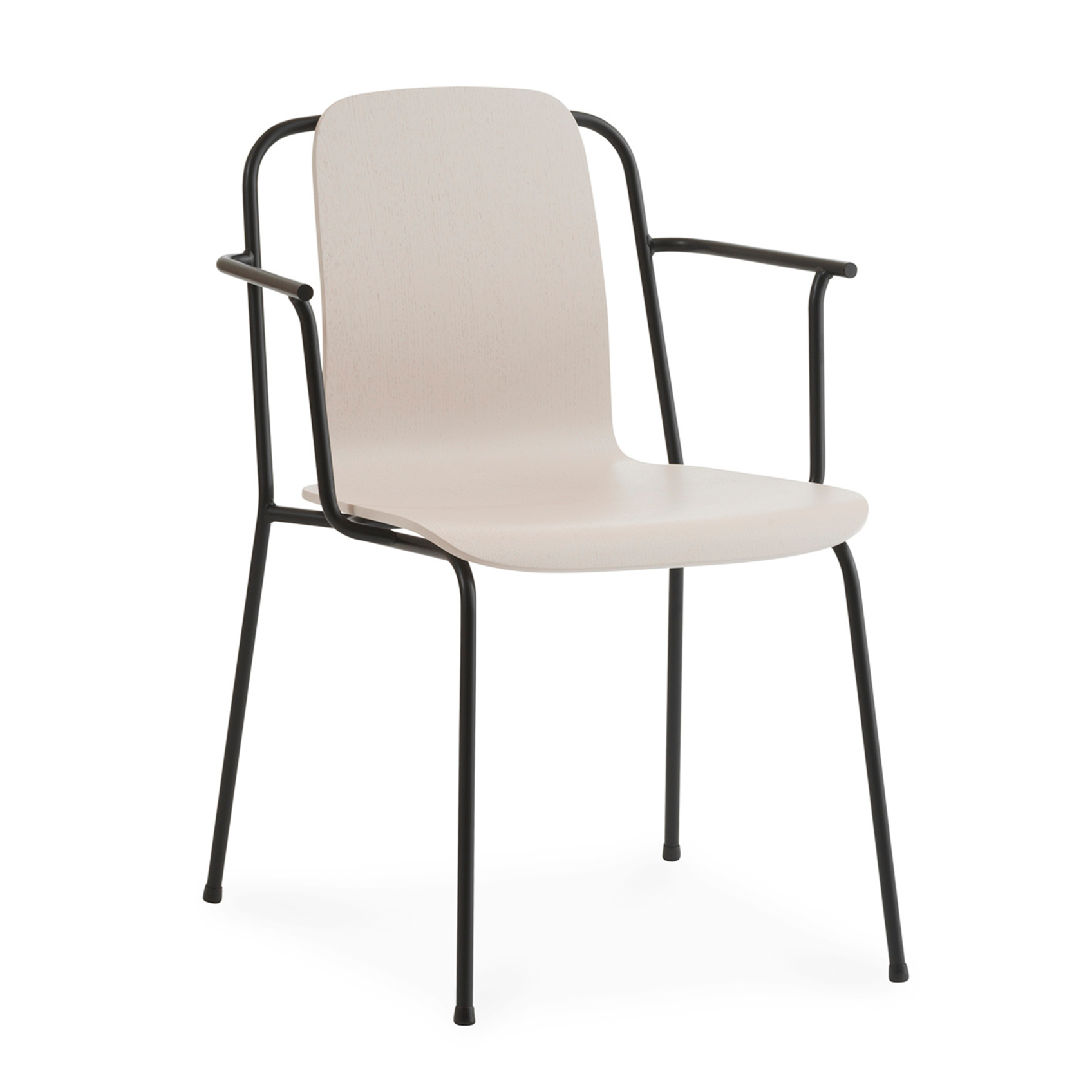 Stuhl mit Armlehnen Studio Jasnoszary Jesion Furnier mit einer schwarzen Basis