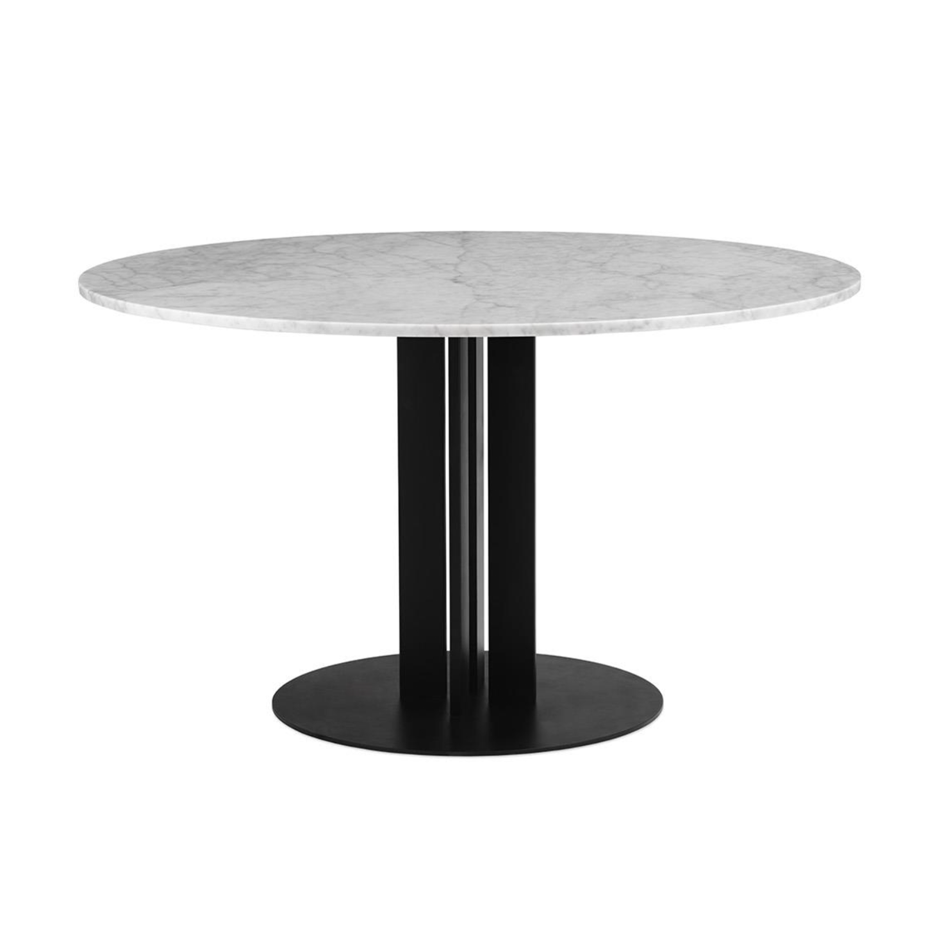 Ronde tafel SCALA met wit marmeren blad en zwarte basis