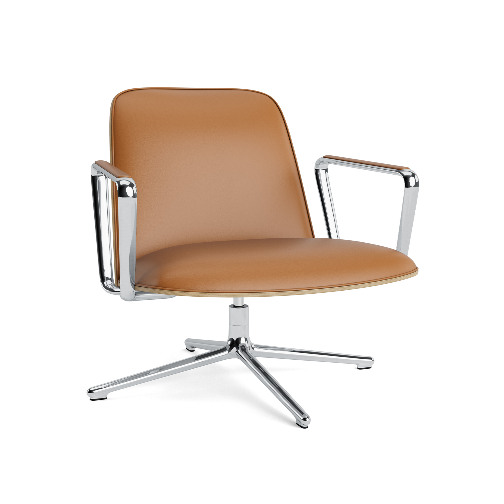 Draaistoel PAD LOW eikenfineer met aluminium voet