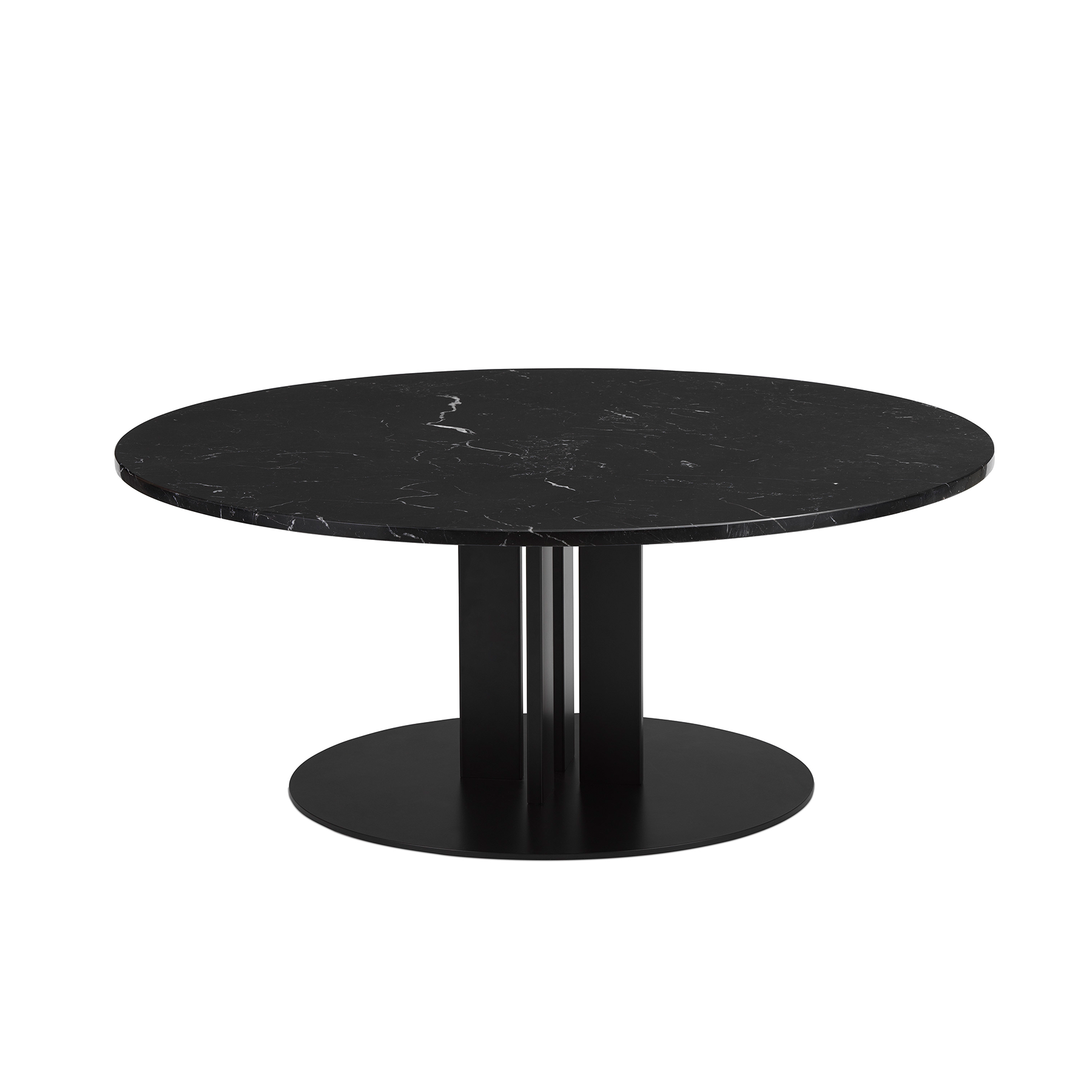 Ronde salontafel SCALA met zwart marmeren blad en zwarte basis