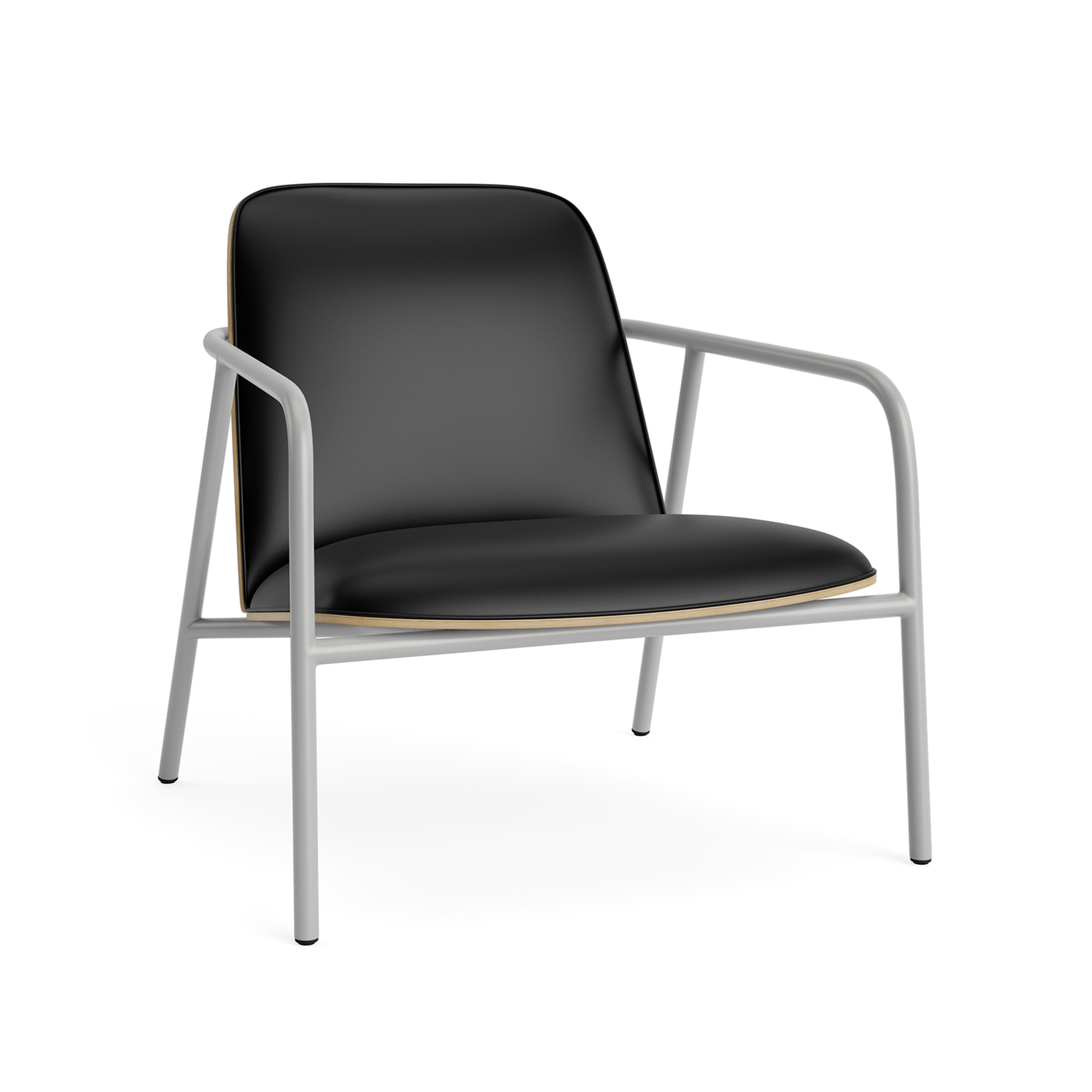 Gestoffeerde fauteuil PAD LOW eikenfineer met grijze basis