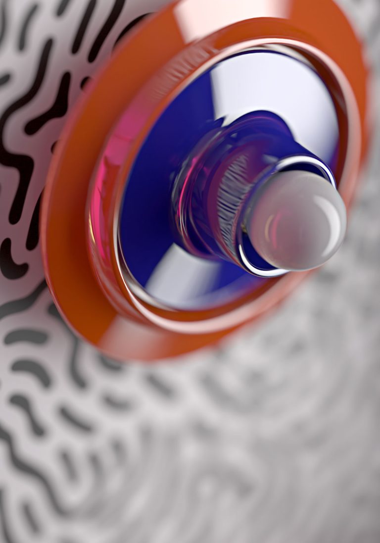 VOILÀ orange ceramic wall lamp with cobalt