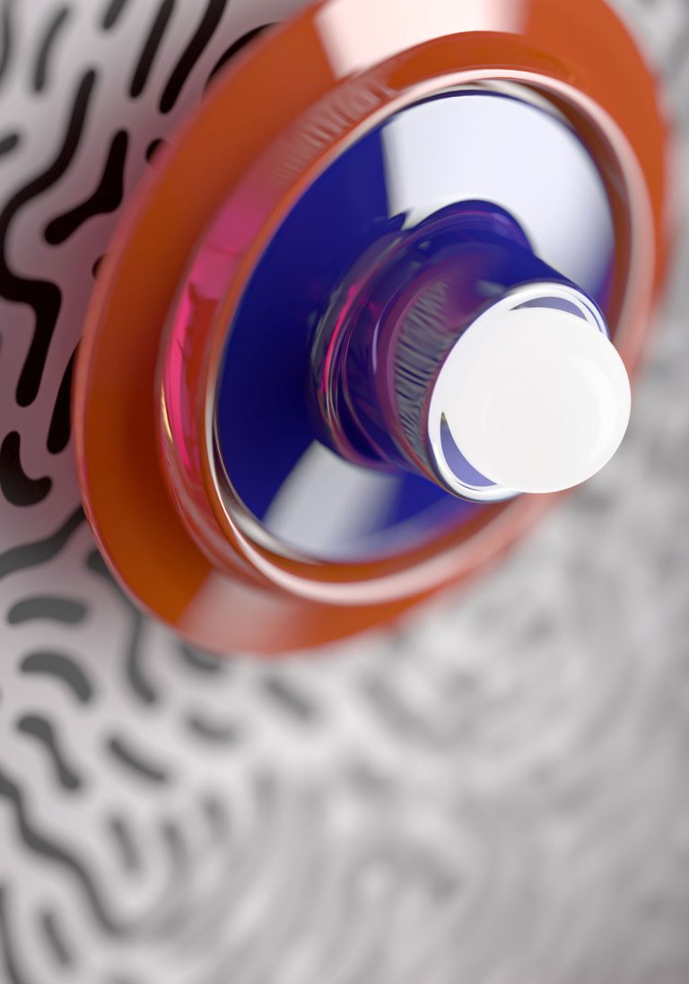 VOILÀ orange ceramic wall lamp with cobalt