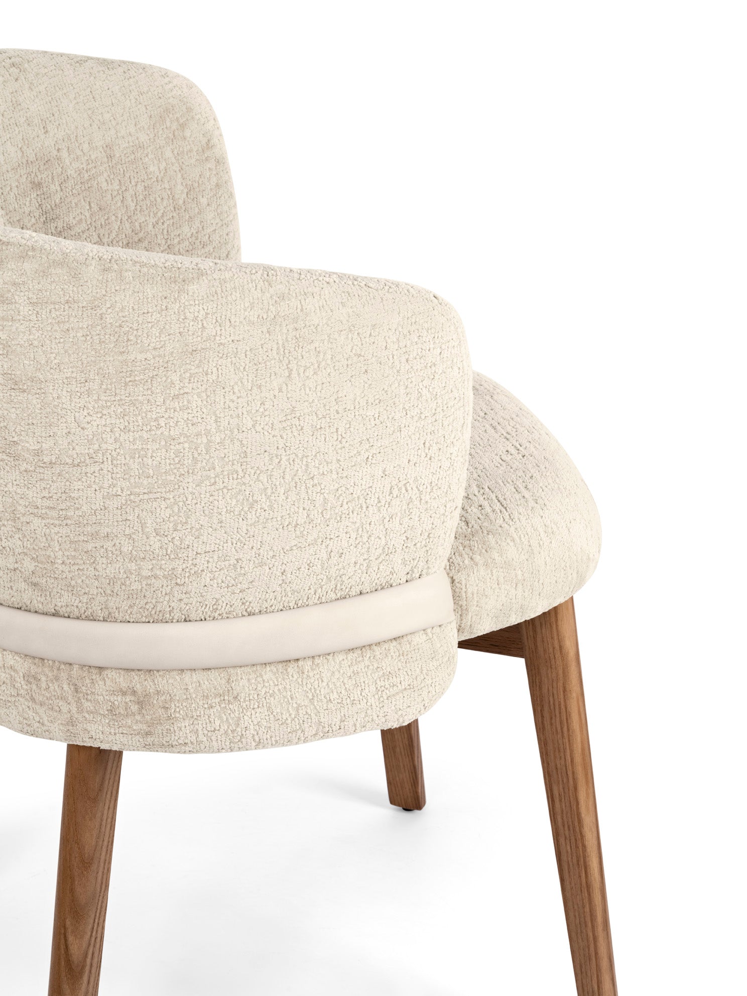 VANILLA upholstered chair with walnut base