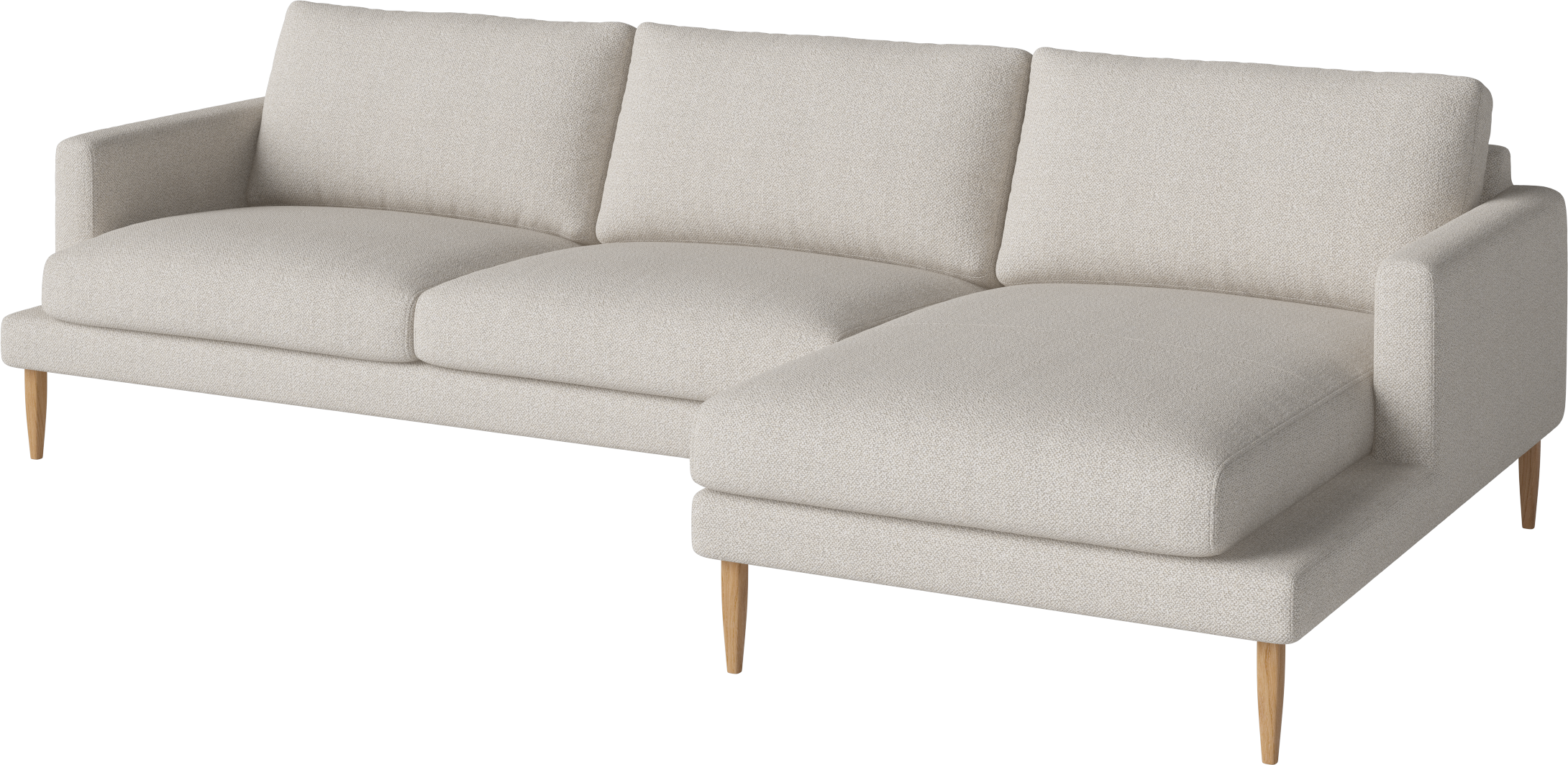 Rechthoekige hoekbank VENEDA SLIM met eiken basis