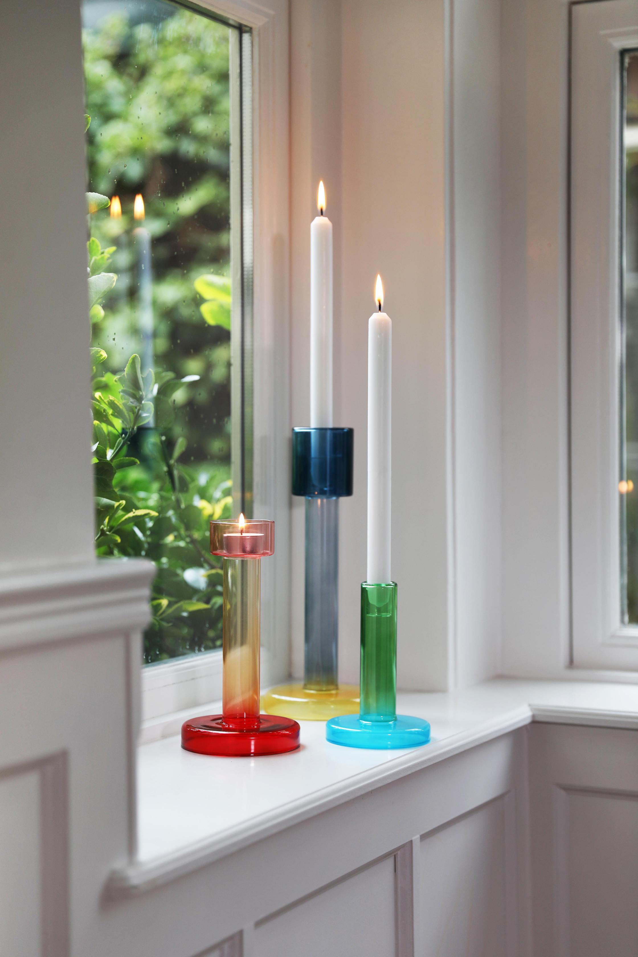 Green BOLE Candle Holder with Blue