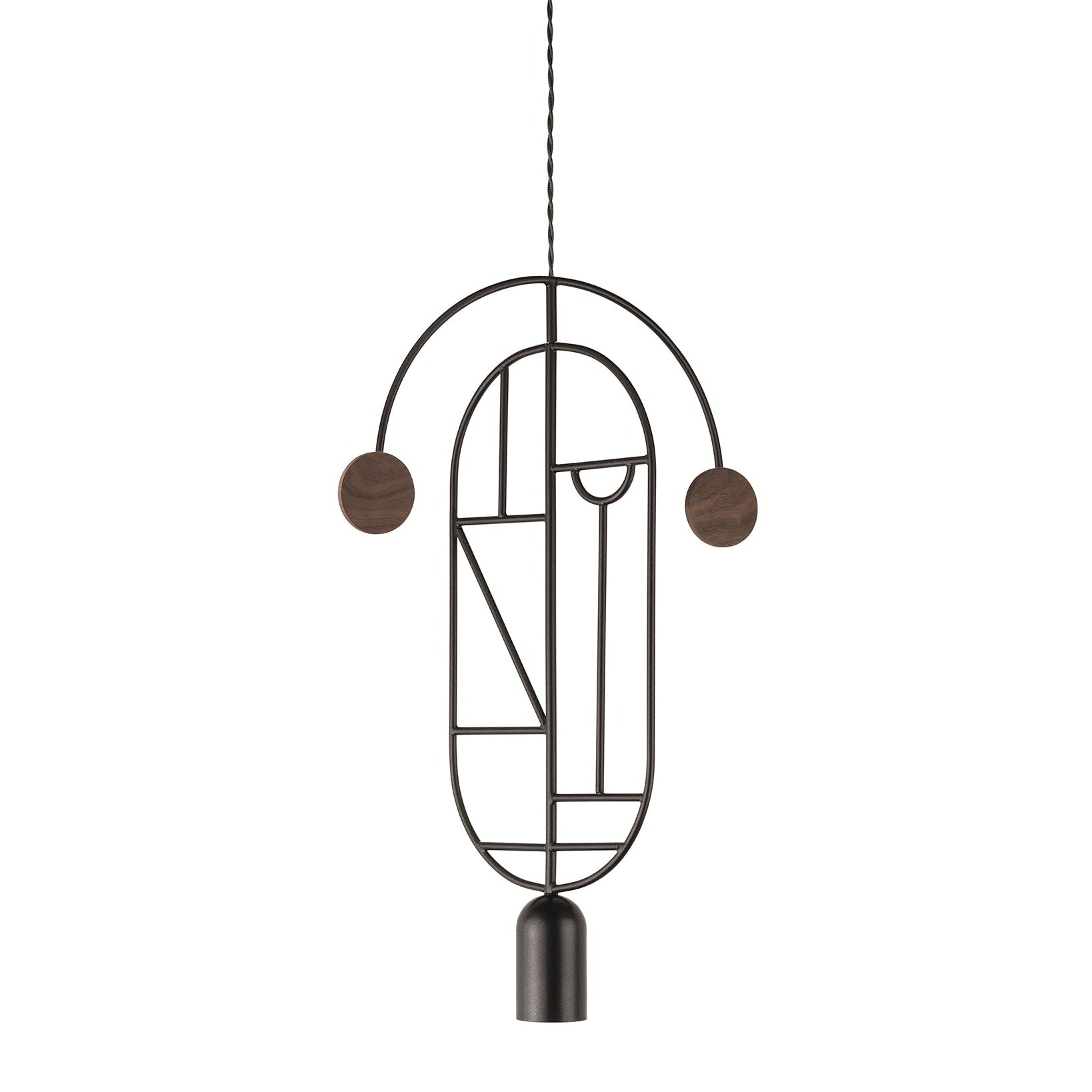 Hanglamp WOODEN DOTS WD07 grafiet met notenhout