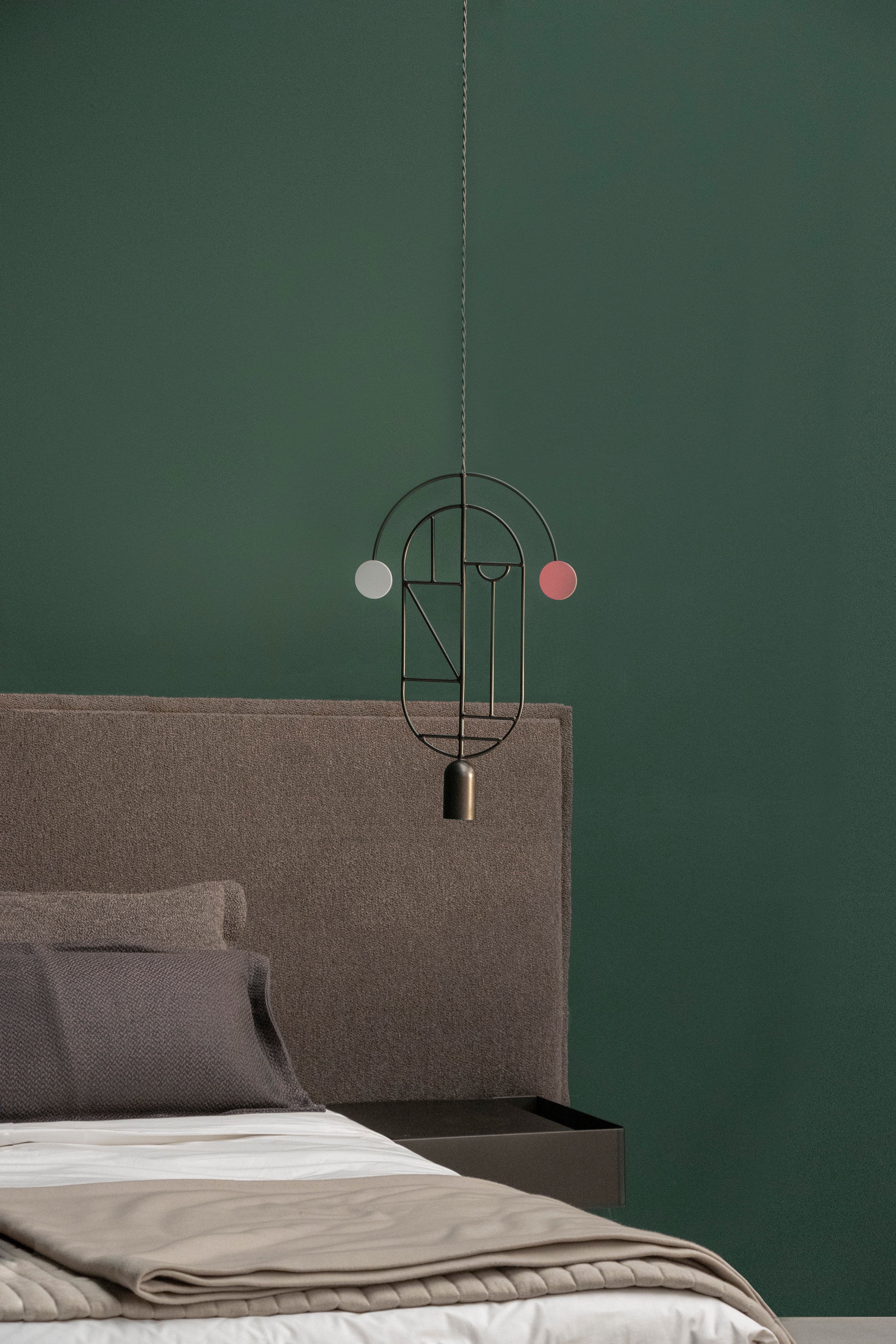 Hanglamp WOODEN DOTS WD07 grafiet met rood en wit