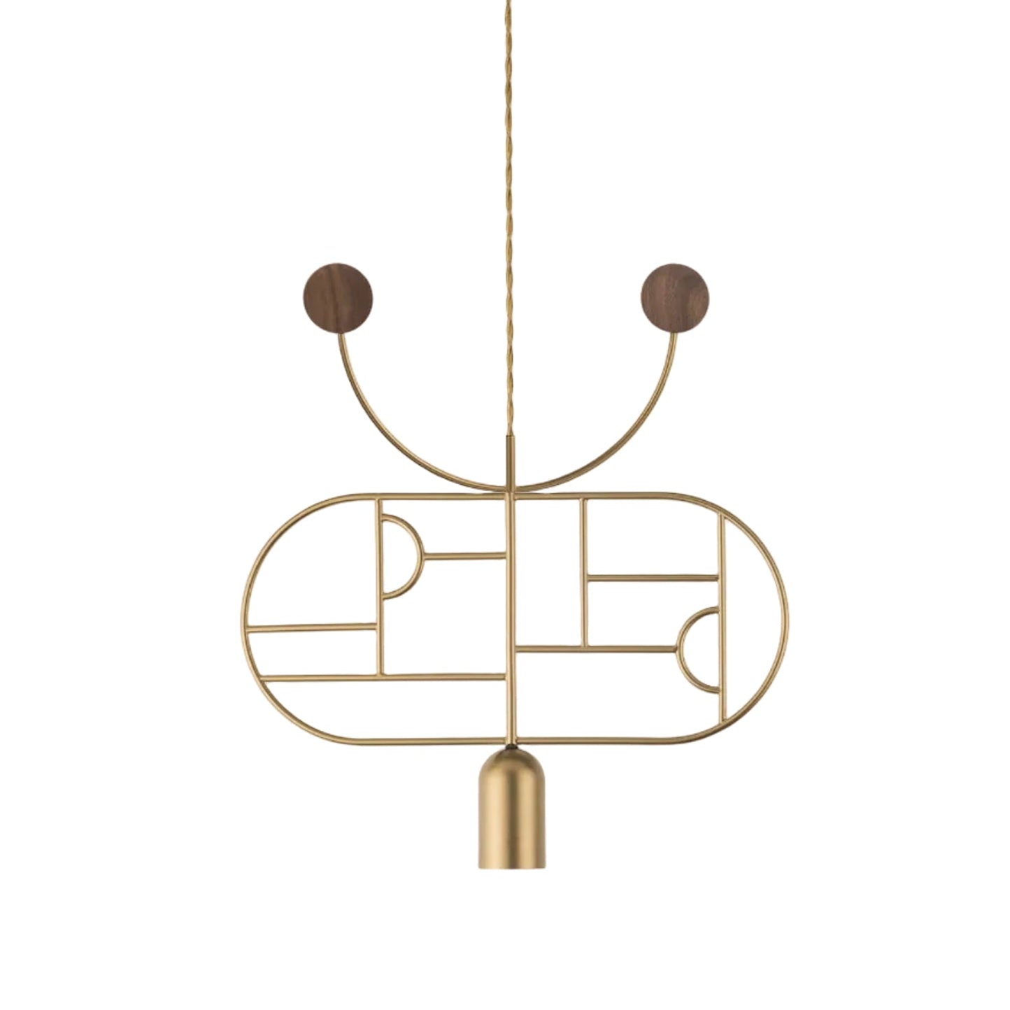 WOODEN DOTS WD08 Pendant Lamp in Brass with Walnut Wood