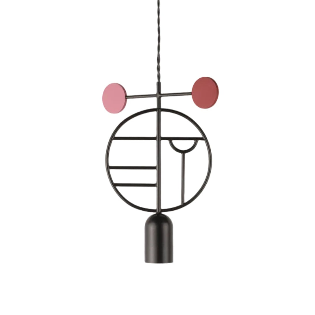 Hanglamp WOODEN DOTS WD06 grafiet met rood en roze
