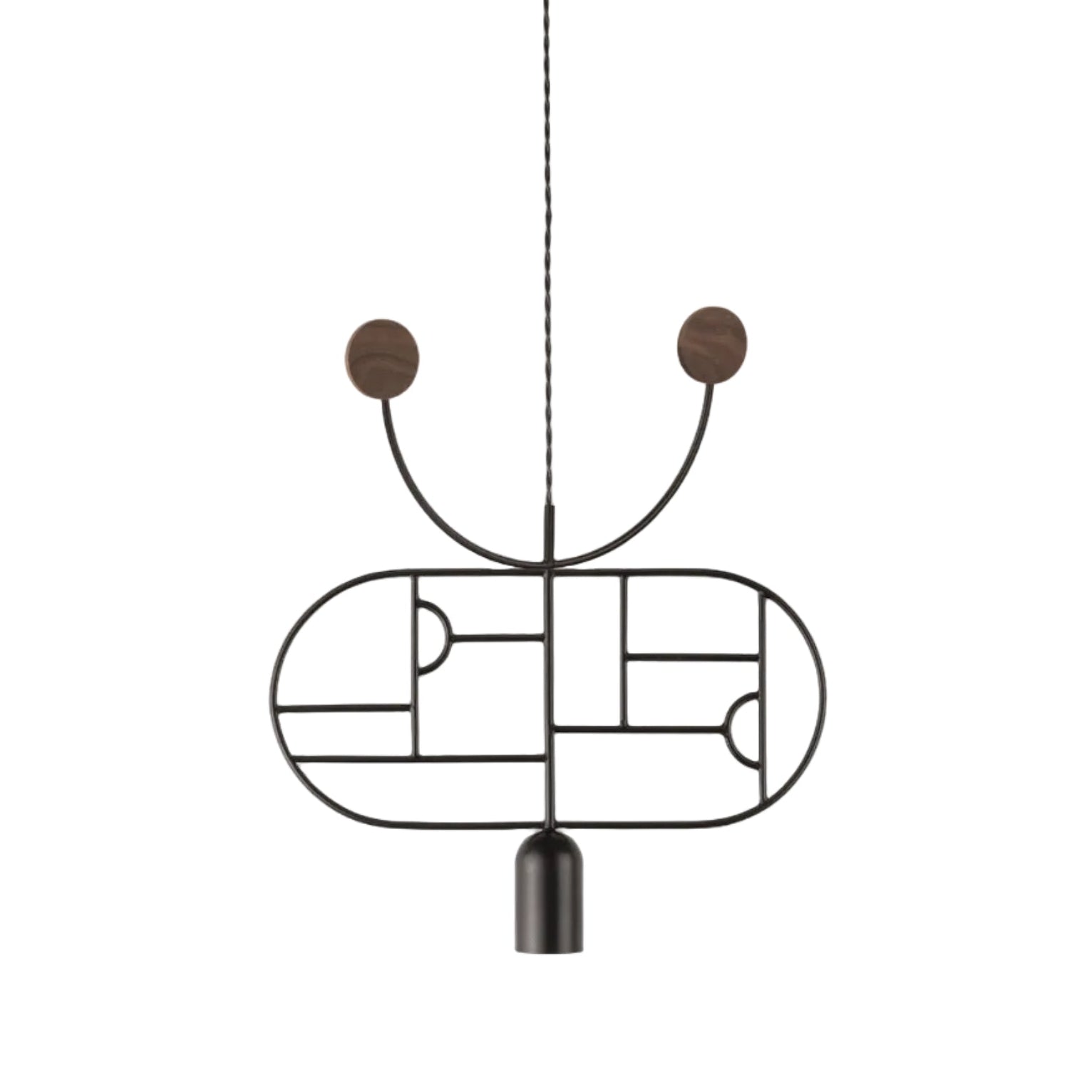 Hanglamp WOODEN DOTS WD08 grafiet met notenhout