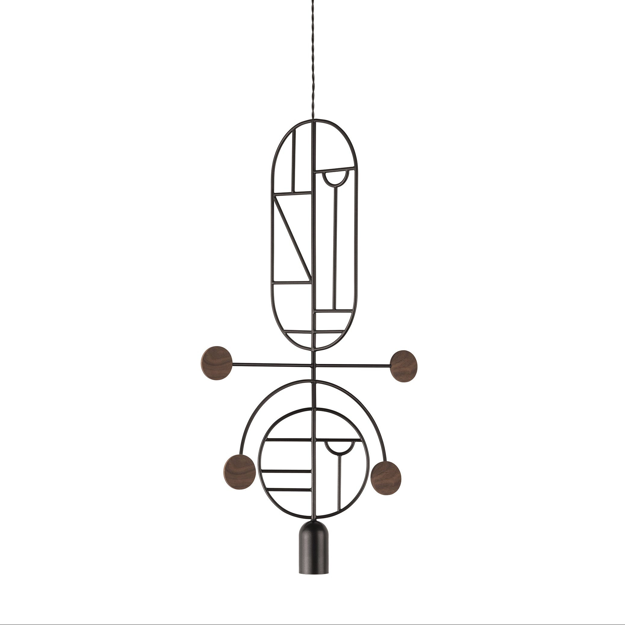 WOODEN DOTS WDS08 Pendant Lamp in Graphite with Walnut Wood
