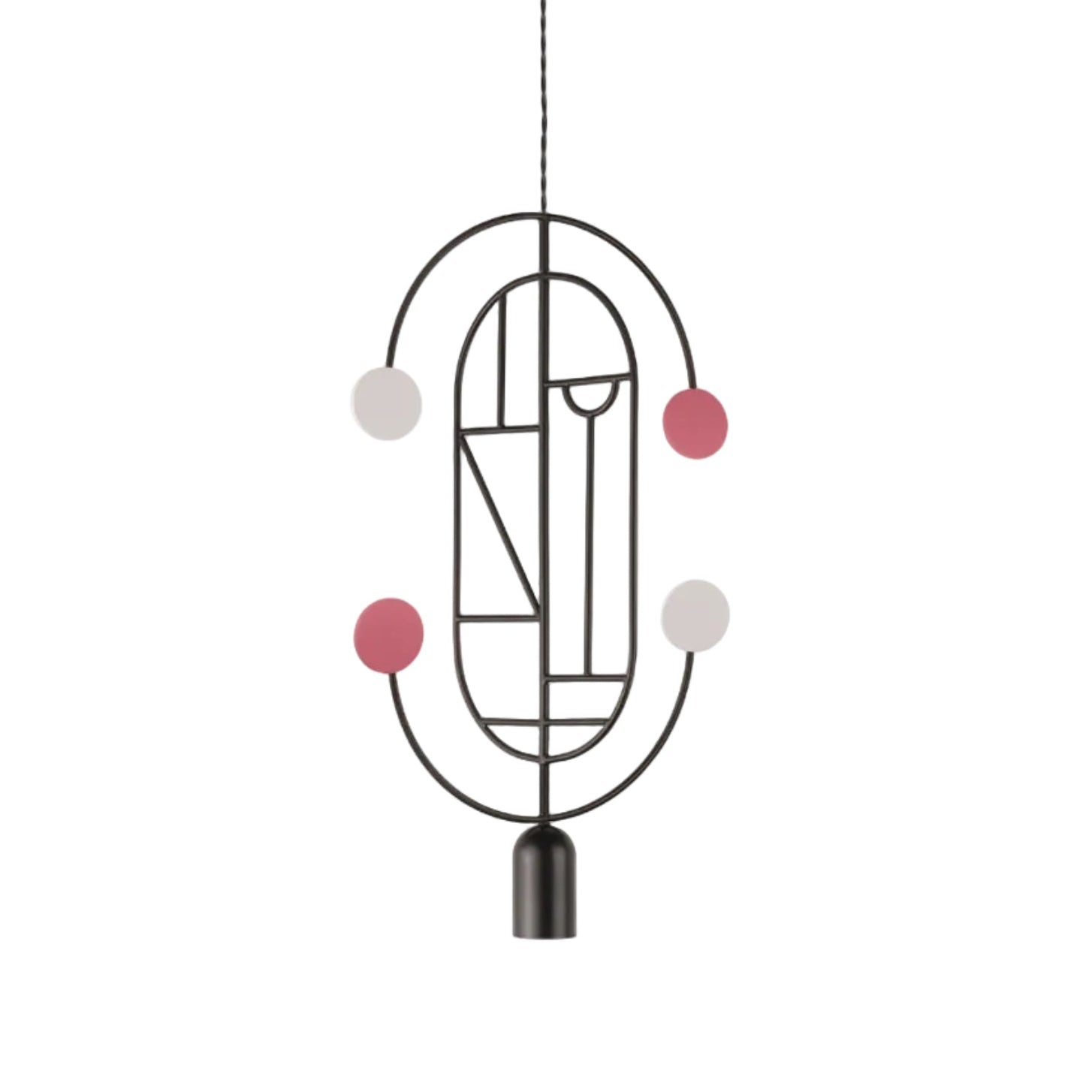 WOODEN DOTS WDS04 Pendant Lamp in Graphite with White and Red