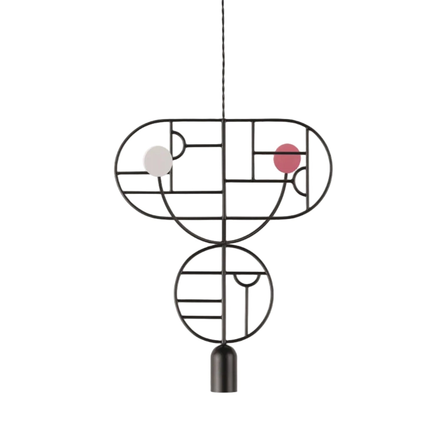 Hanglamp WOODEN DOTS WDS07 grafiet met wit en rood