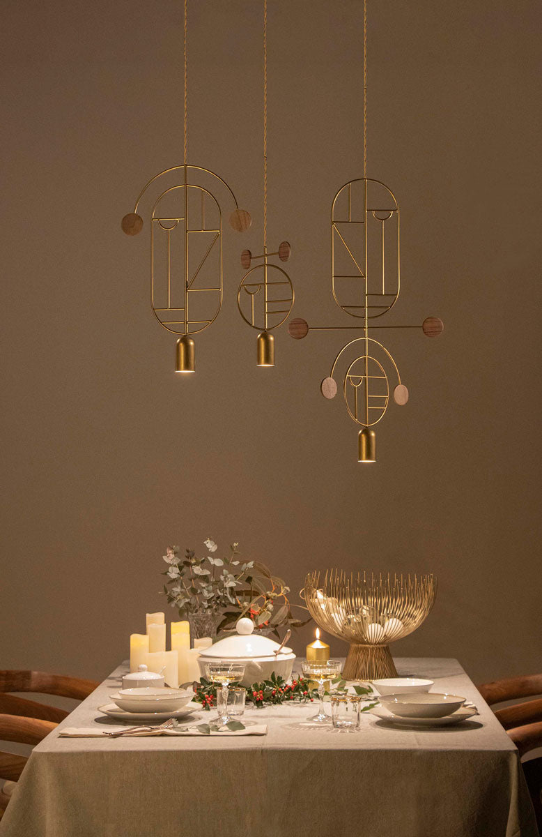 Hanglamp WOODEN DOTS WD08 grafiet met rood en wit