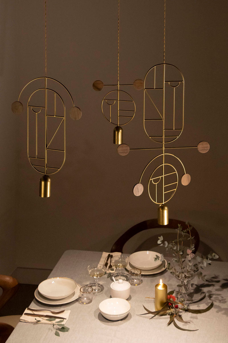 Hanglamp WOODEN DOTS WD08 grafiet met rood en wit