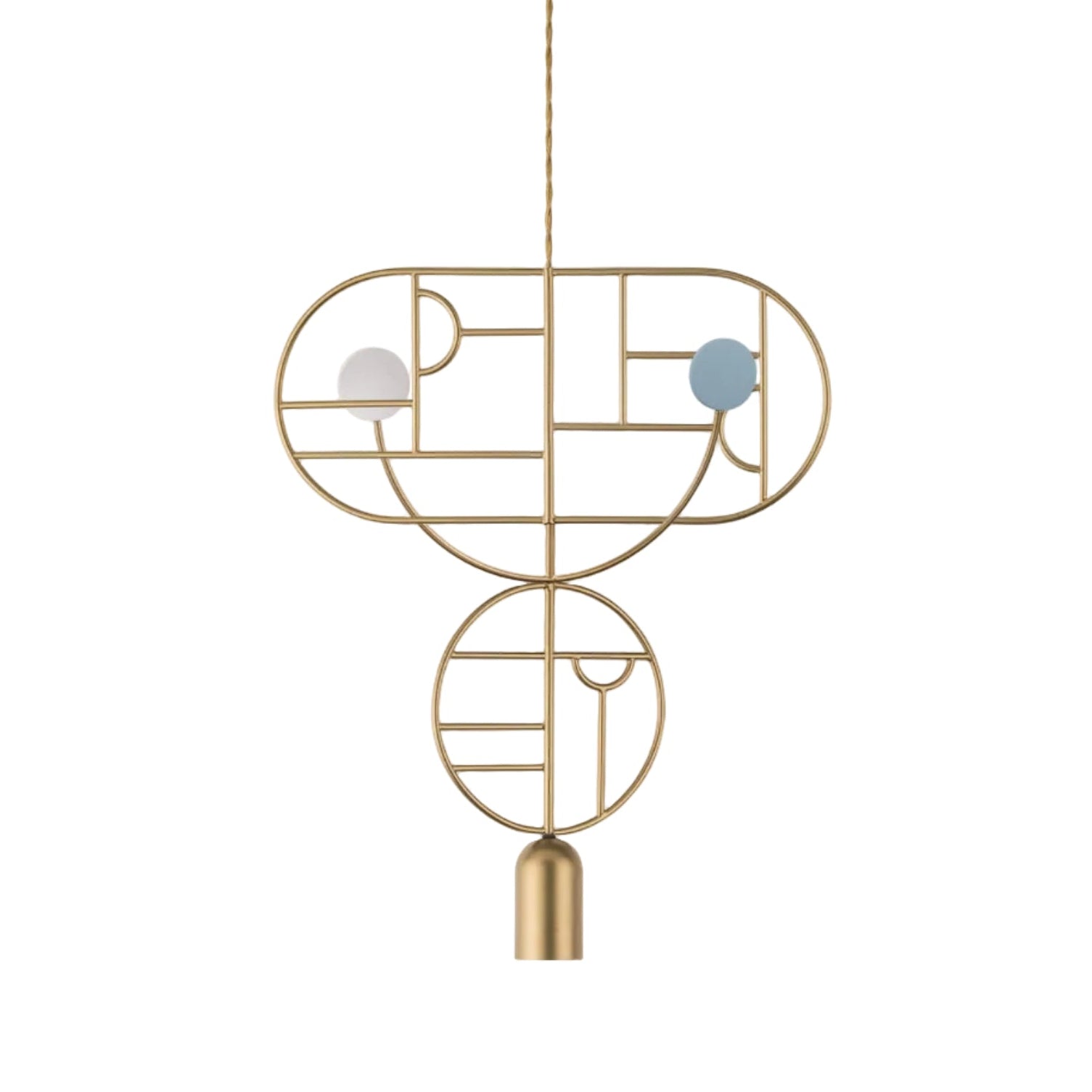WOODEN DOTS WDS07 Pendant Lamp in Brass with White and Blue