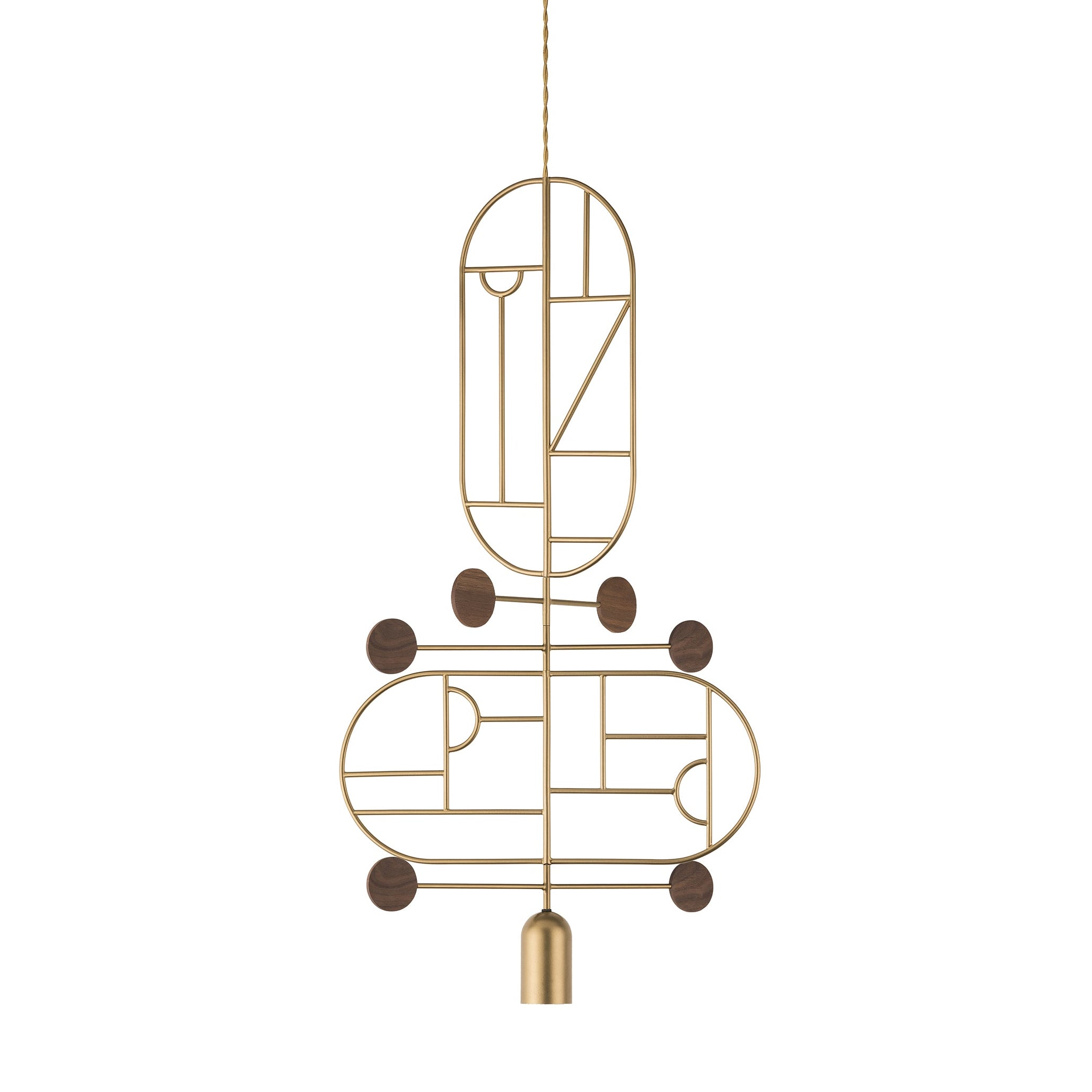 Pendelleuchte WOODEN DOTS WDS13 messing mit Nussbaumholz