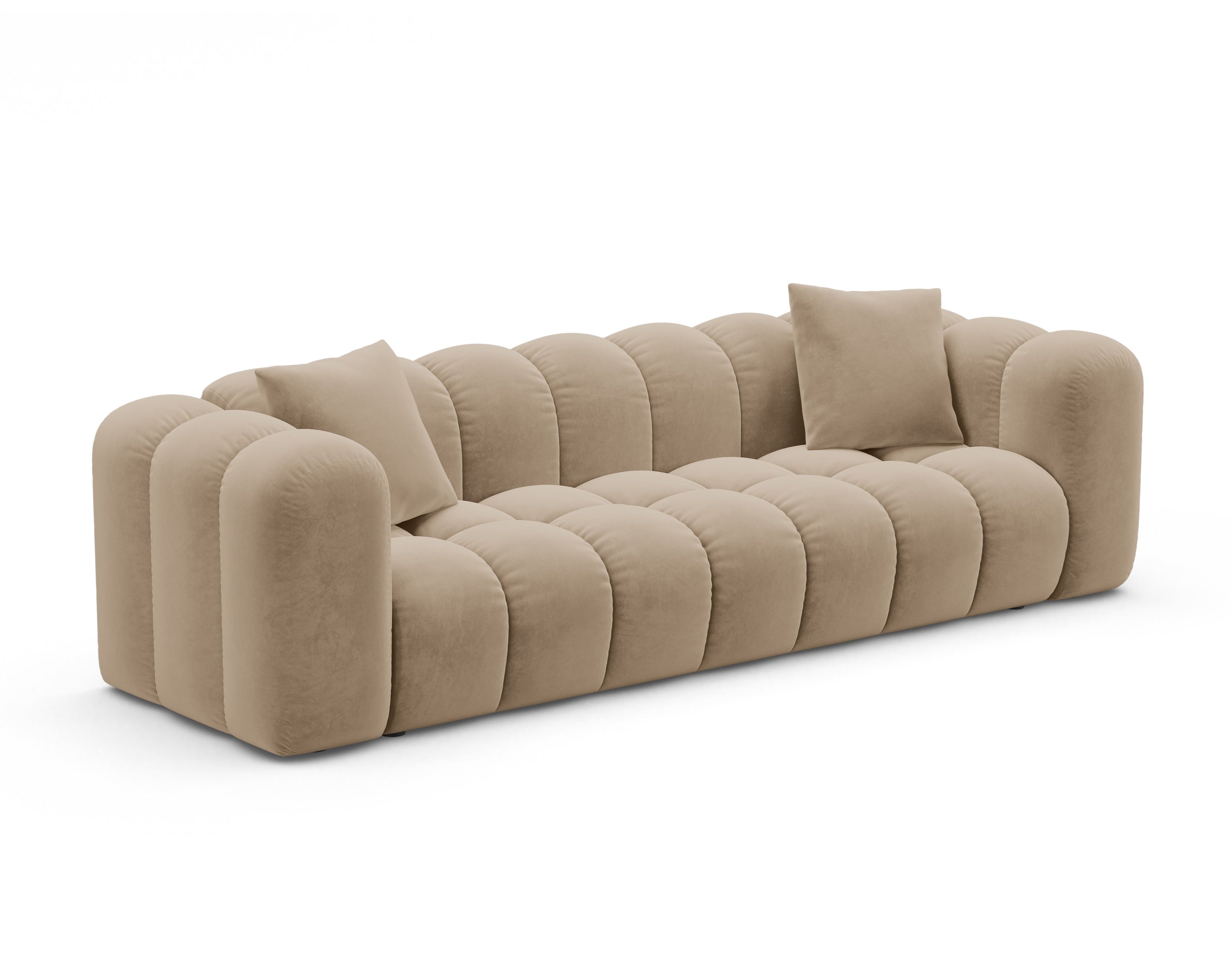 Sofa van fluweel met slaapfunctie ASTRO zandkleurig