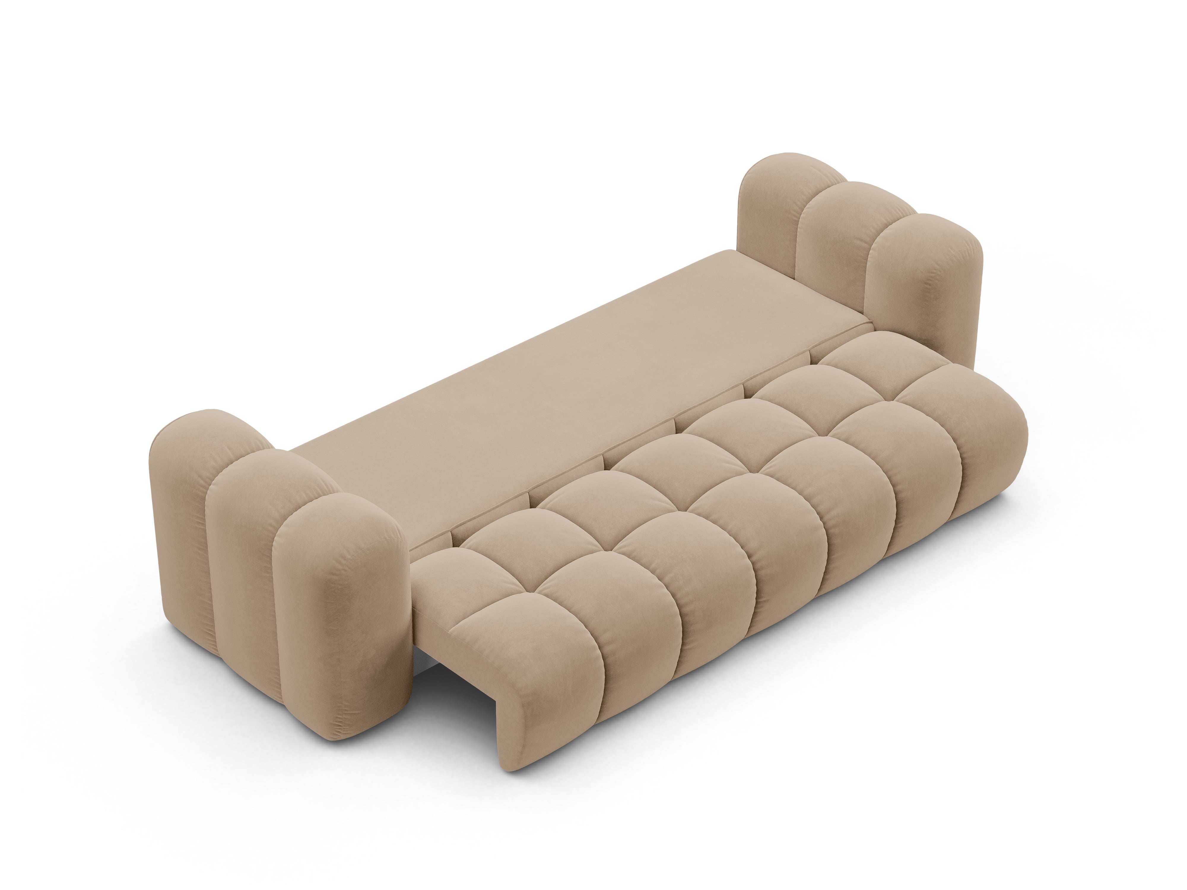 Sofa van fluweel met slaapfunctie ASTRO zandkleurig