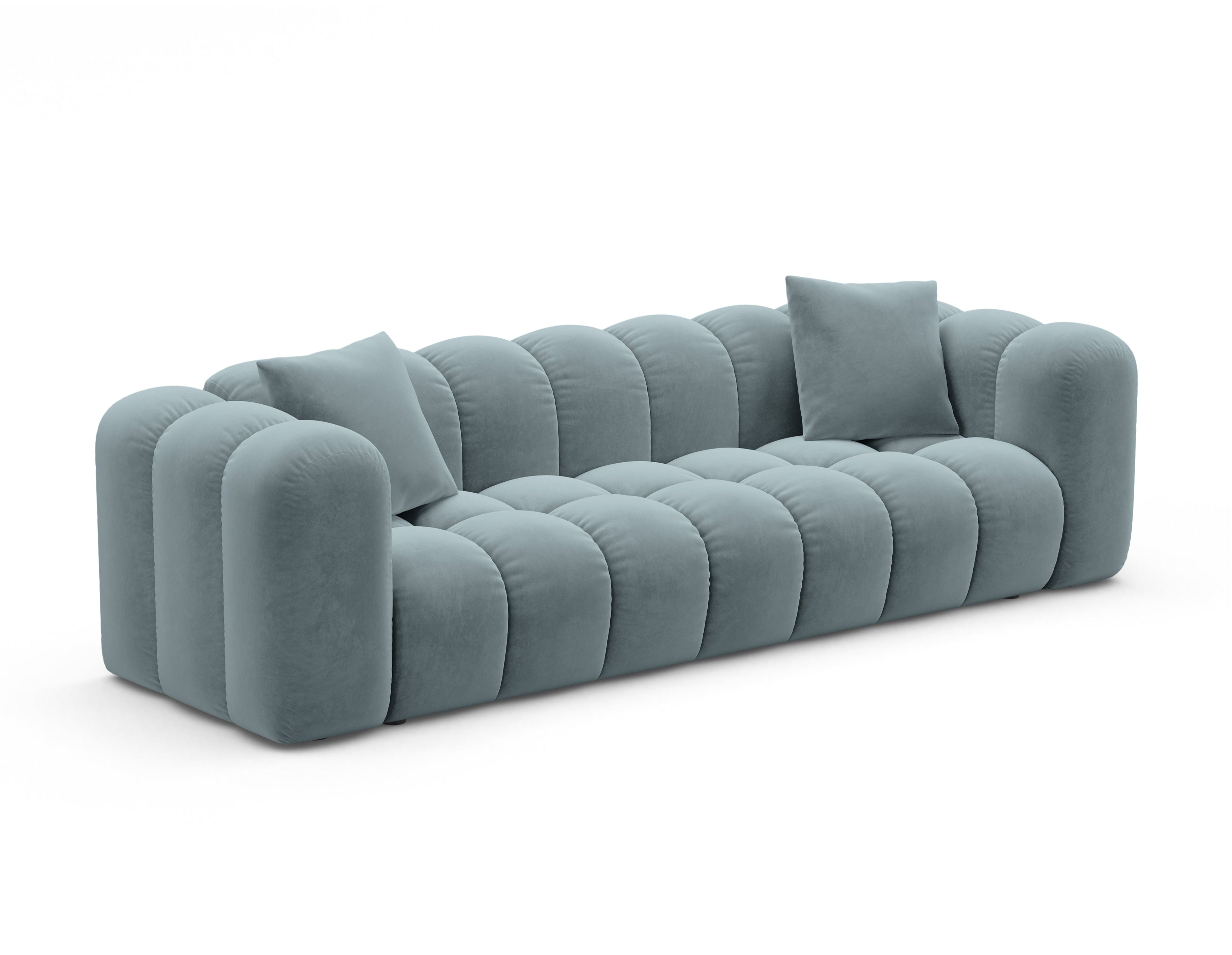 Velvet sofa with sleeping function ASTRO light blue