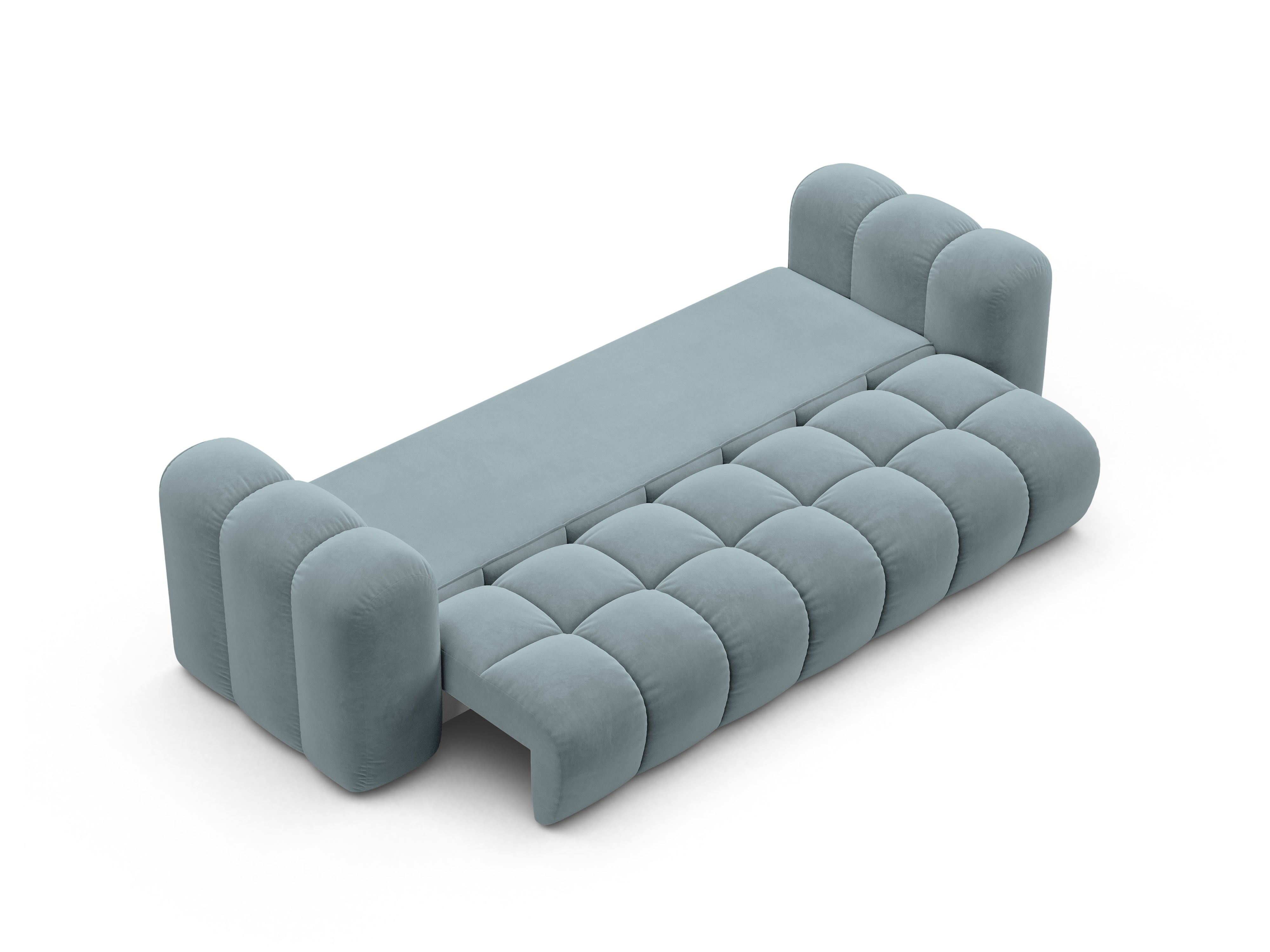 Velvet sofa with sleeping function ASTRO light blue