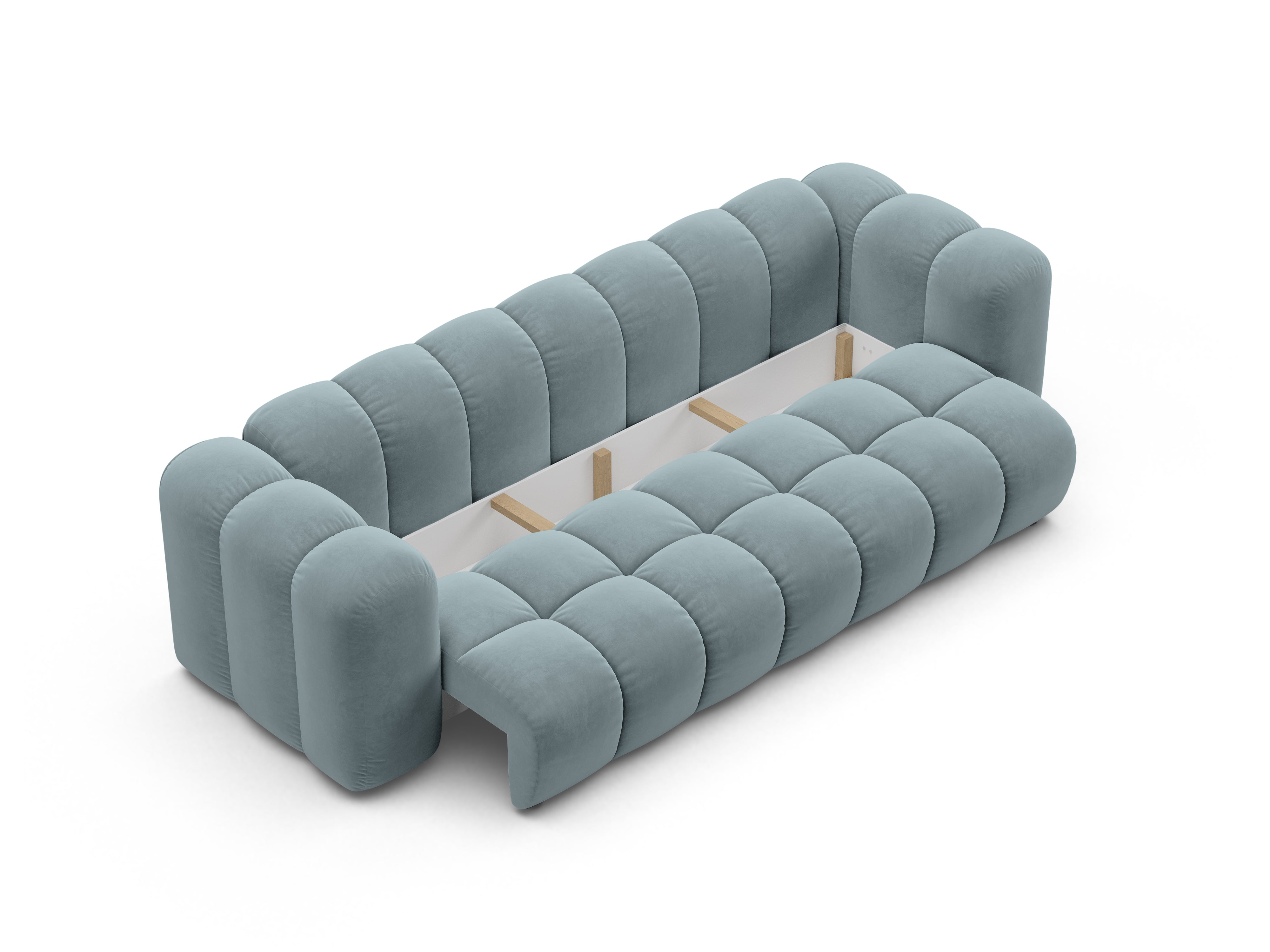 Velvet sofa with sleeping function ASTRO light blue
