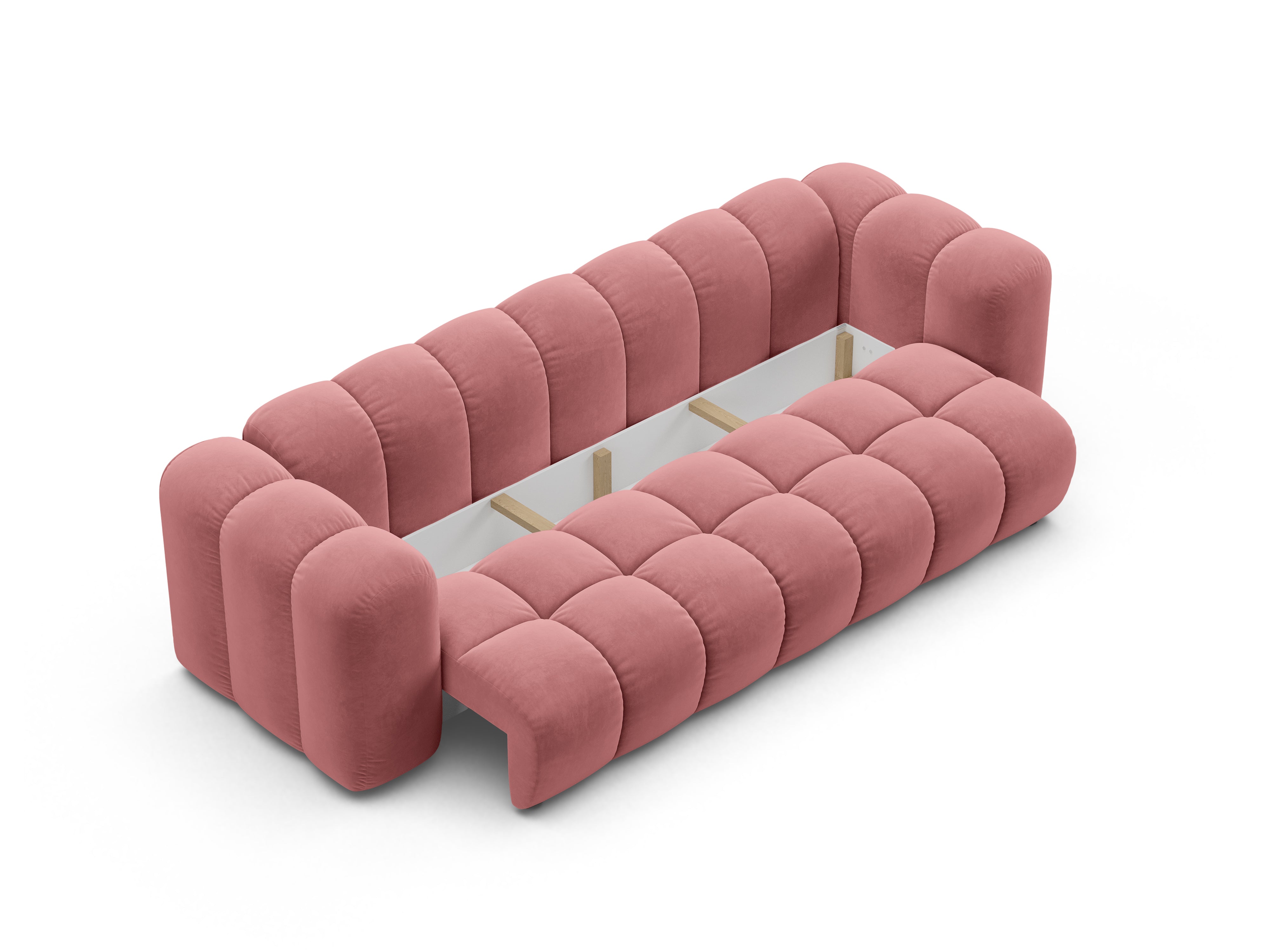 Sofa van fluweel met slaapfunctie ASTRO roze