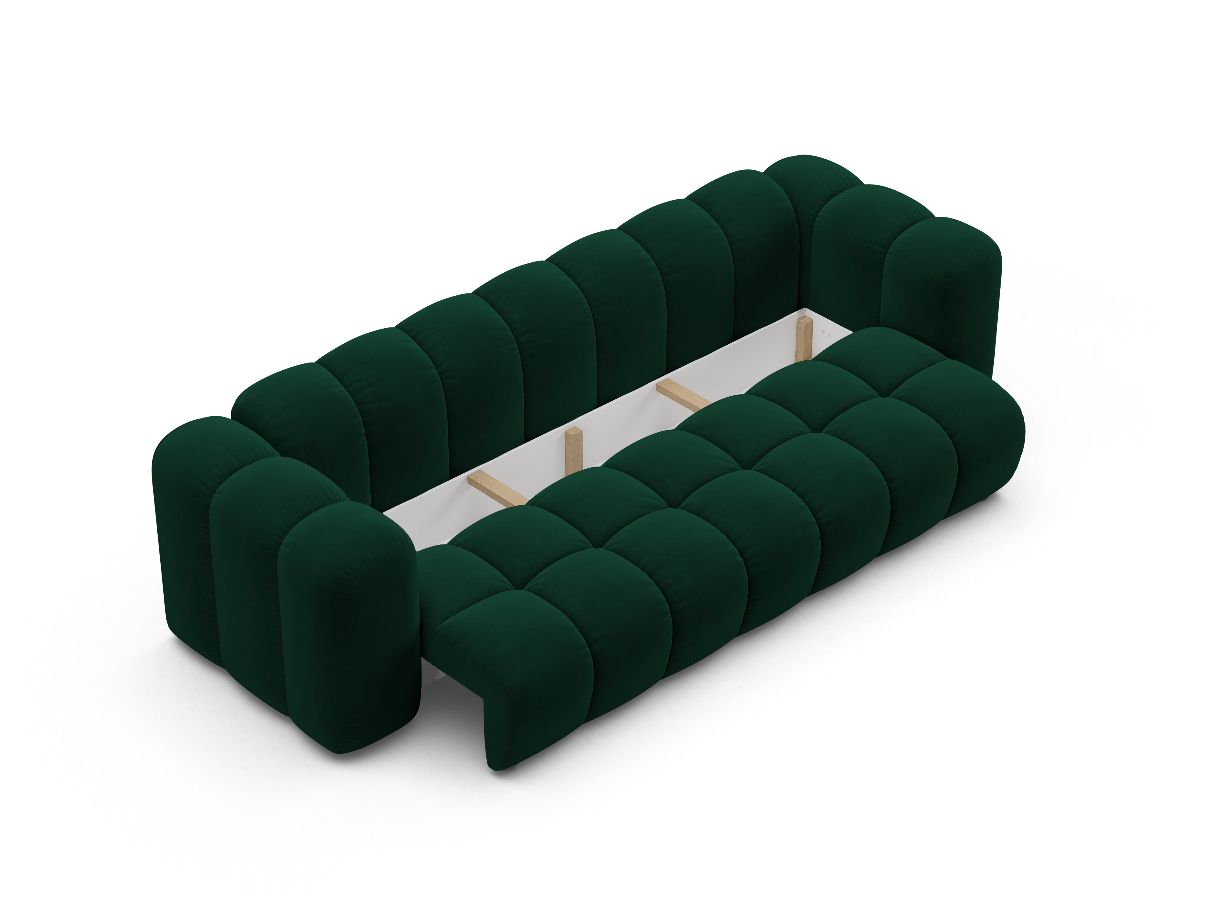 Sofa van fluweel met slaapfunctie ASTRO in bottlegroen