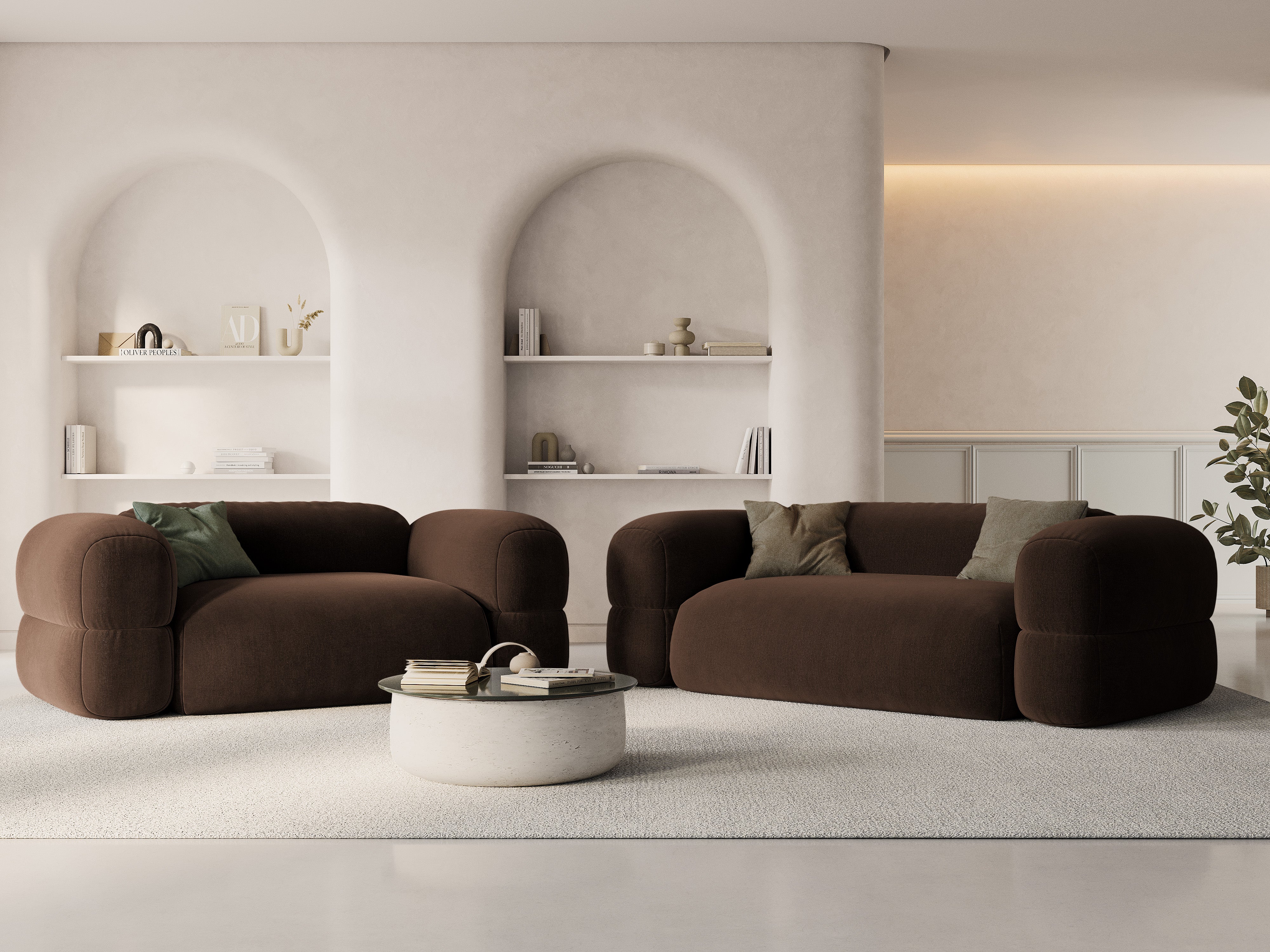Chocolate 3-Seater Velvet Sofa ROGER