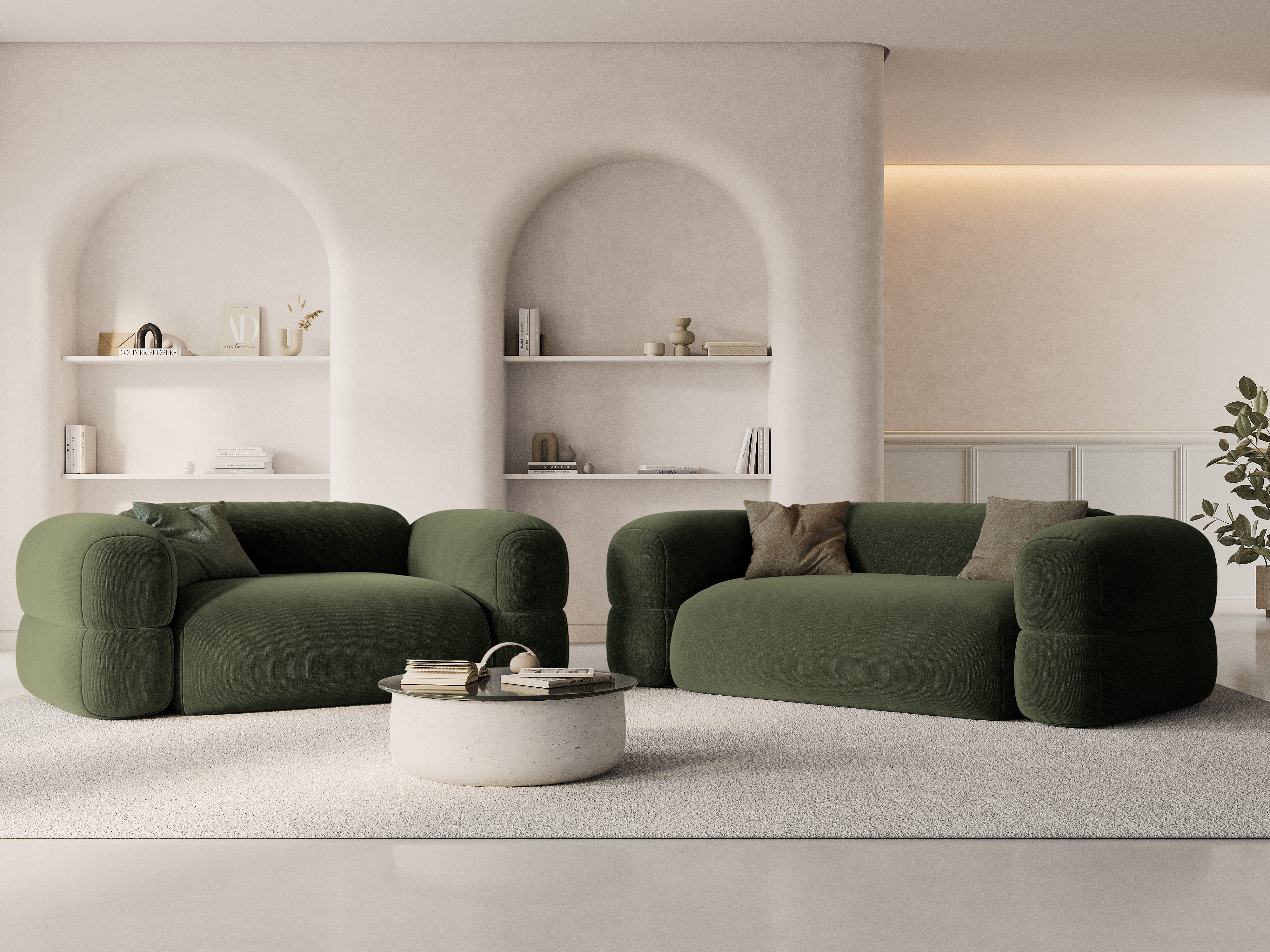 Velvet 3-Seater Sofa ROGER Olive