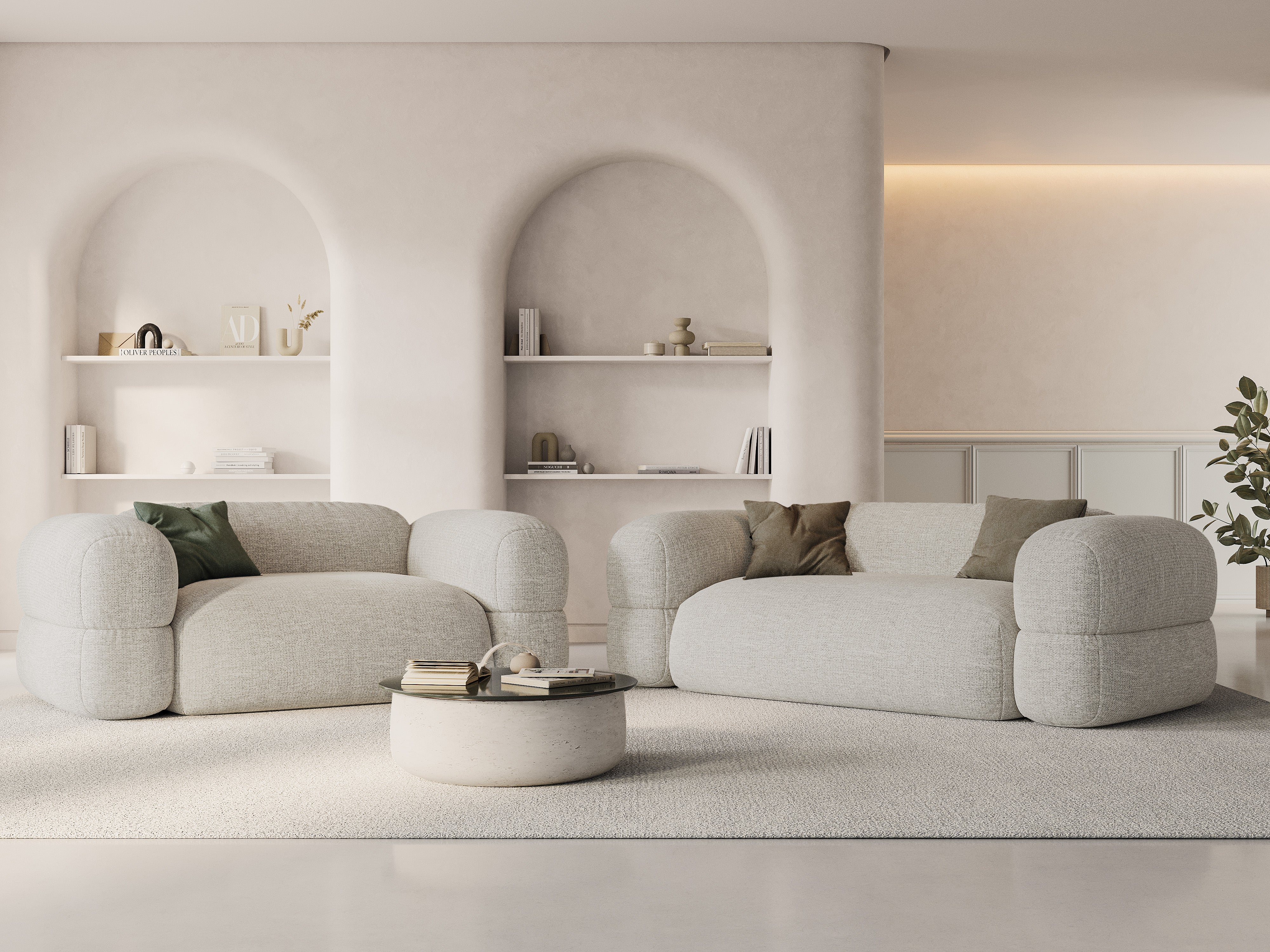 Sofa 3-zits ROGER beige chenille