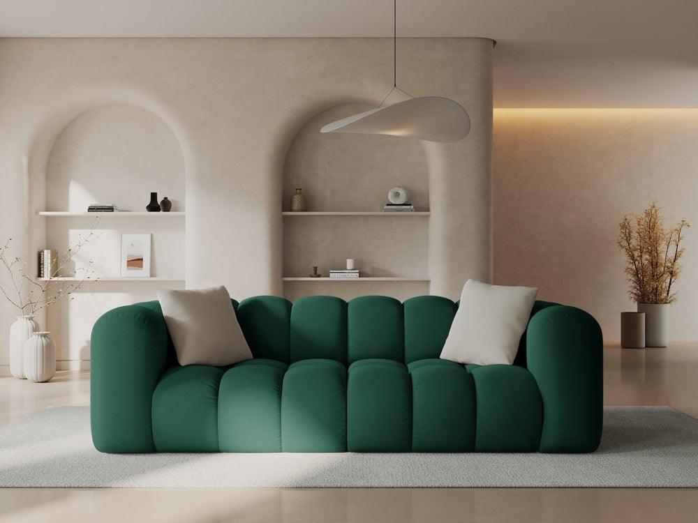 Sofa aksamitna 3-osobowa HALLEY butelkowa zieleń do salonu