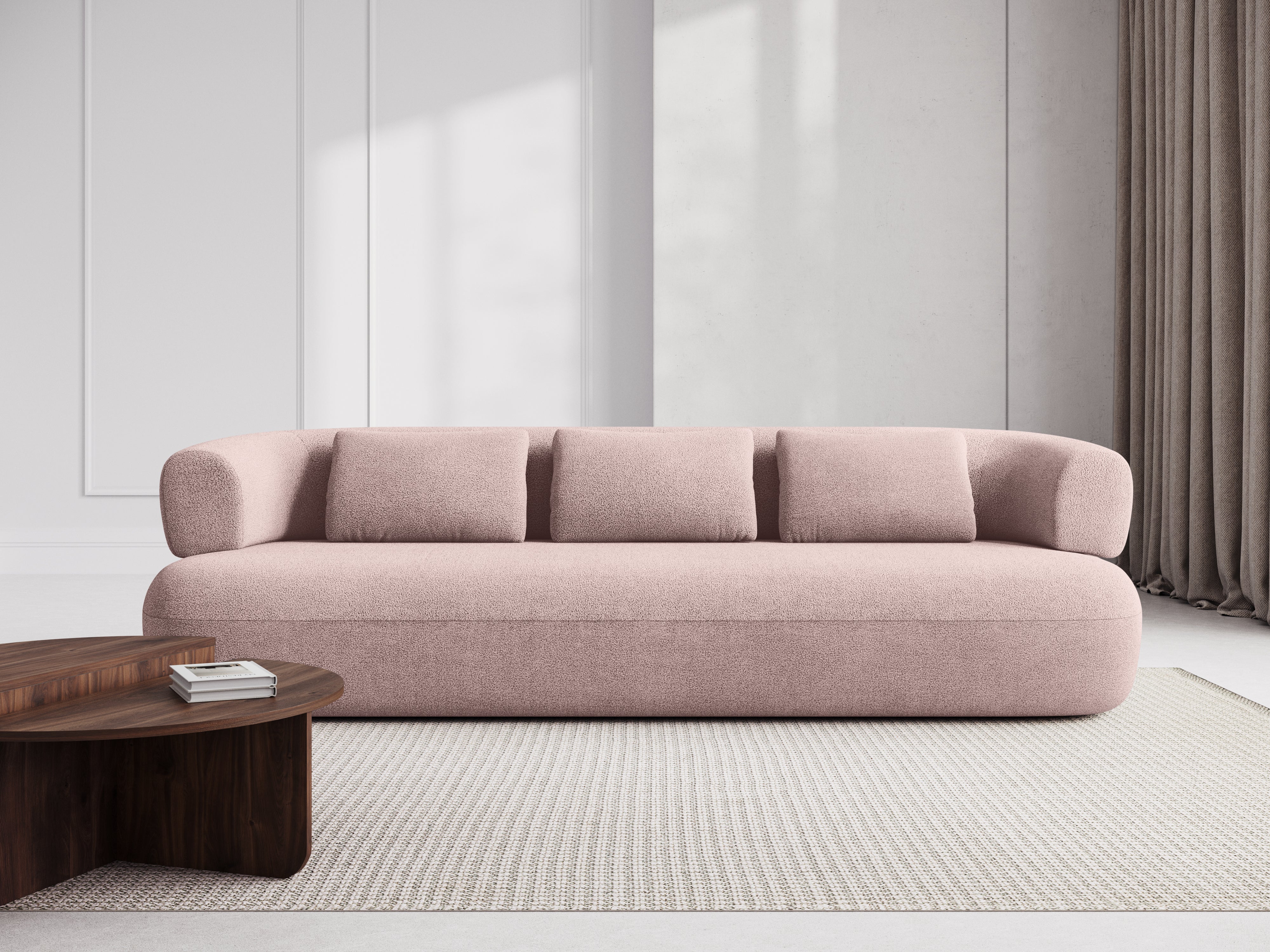Sofa 3,5-zits ALDRIN poederroze boucle