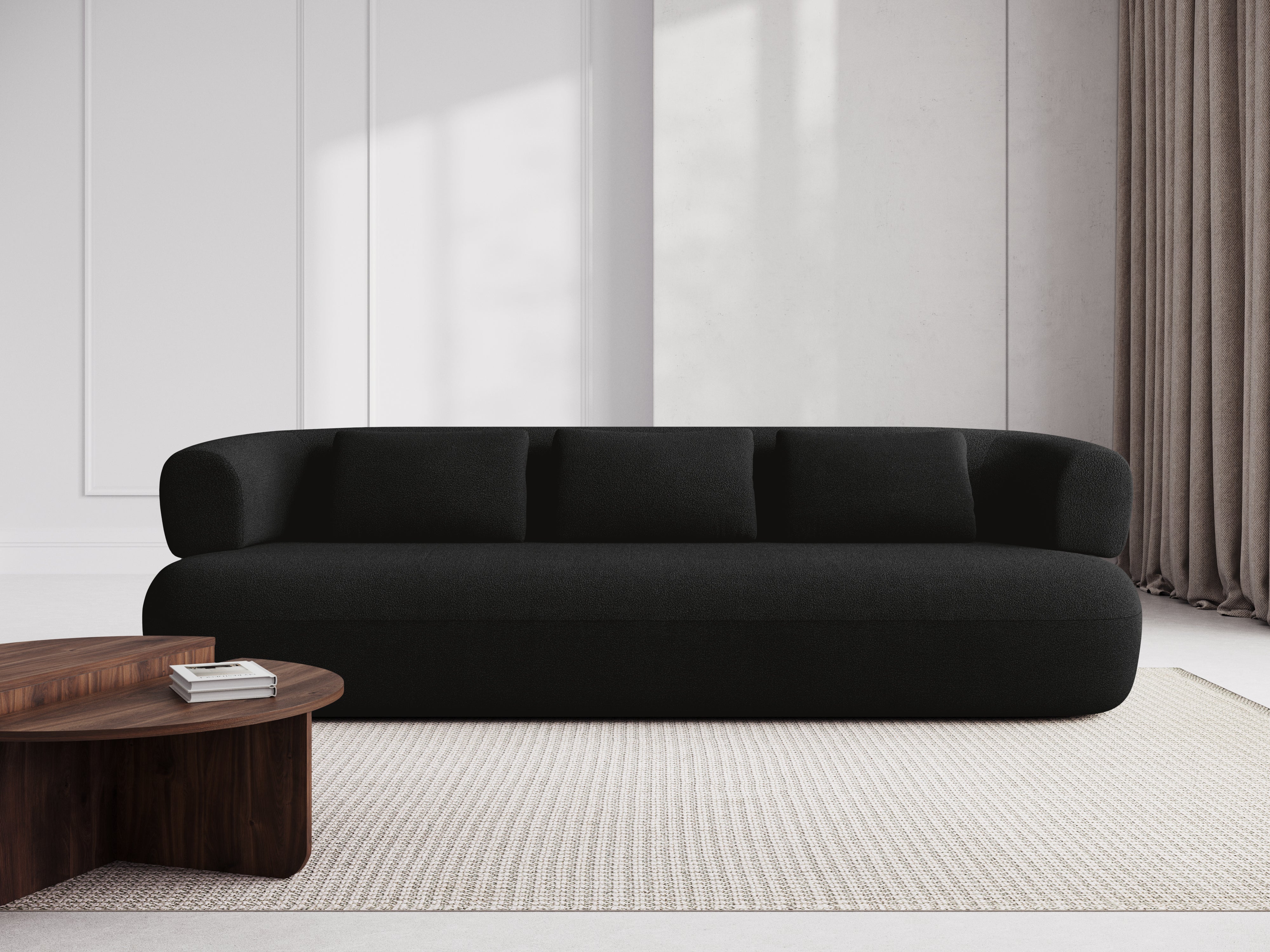 Sofa 3,5-zits ALDRIN zwart boucle