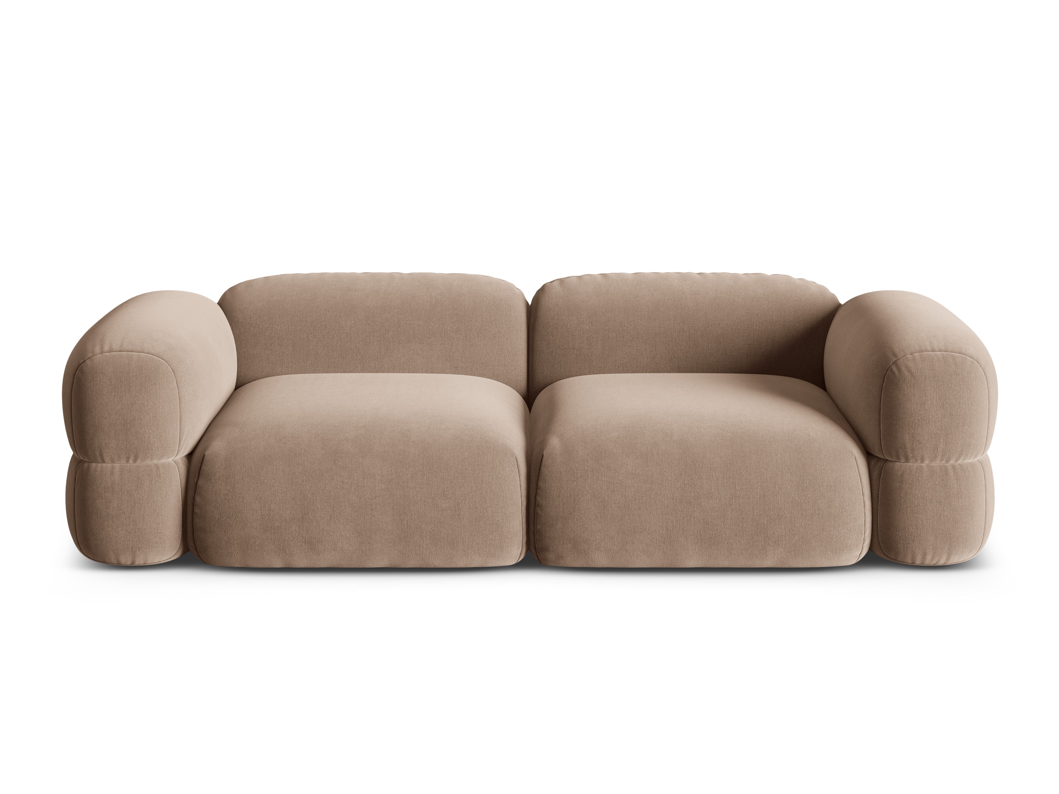 Velvet sofa for 4 people ROGER dark beige