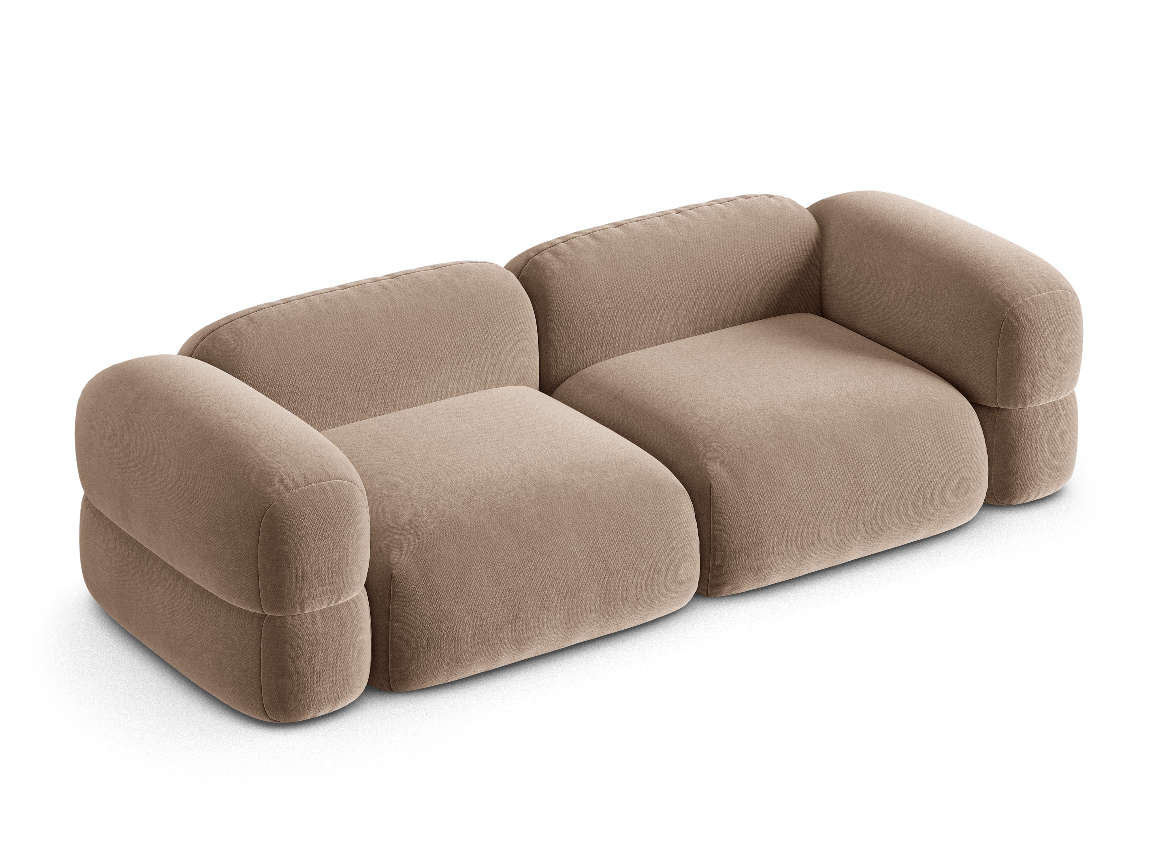 Velvet sofa for 4 people ROGER dark beige