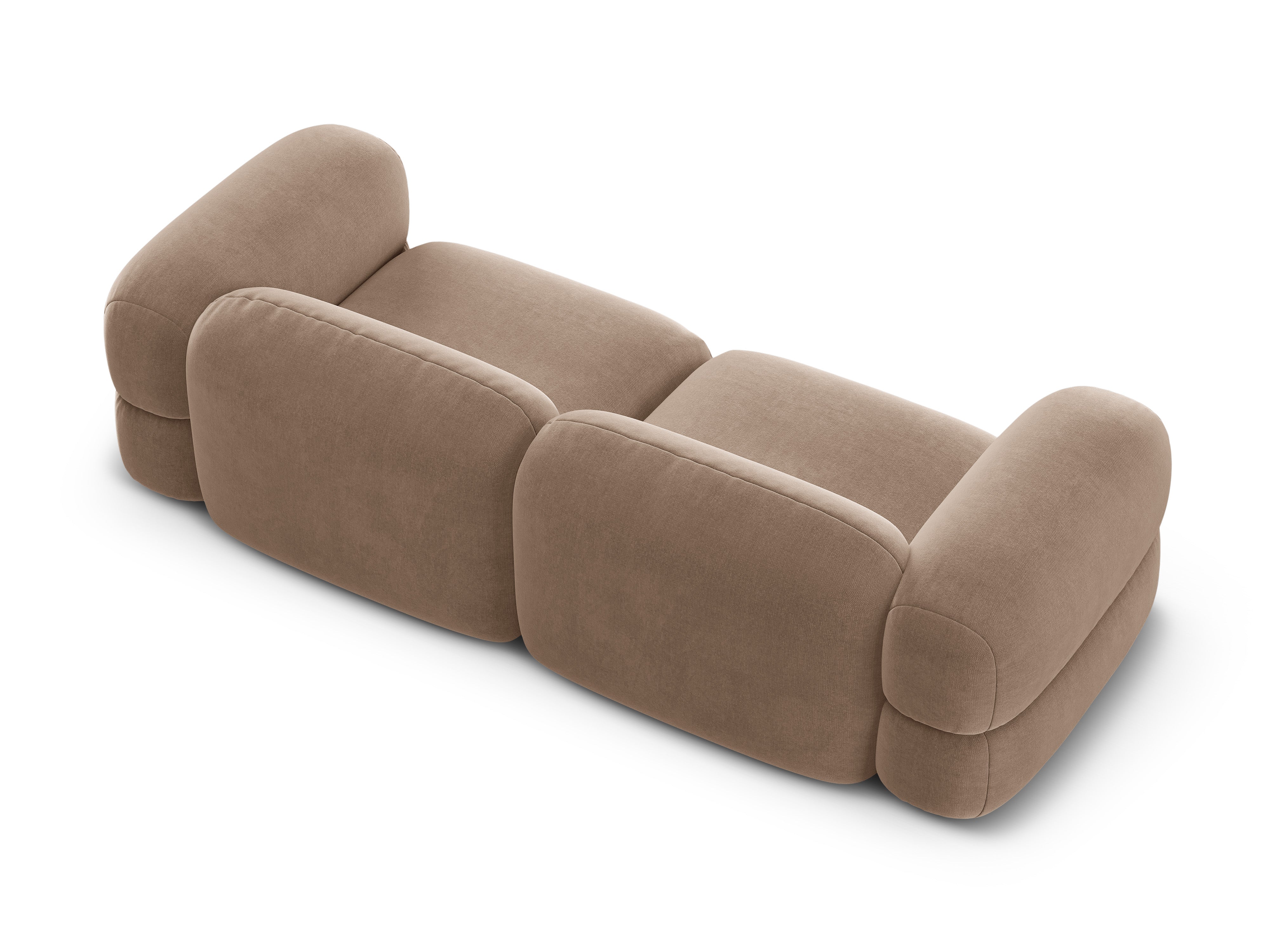 Velvet sofa for 4 people ROGER dark beige