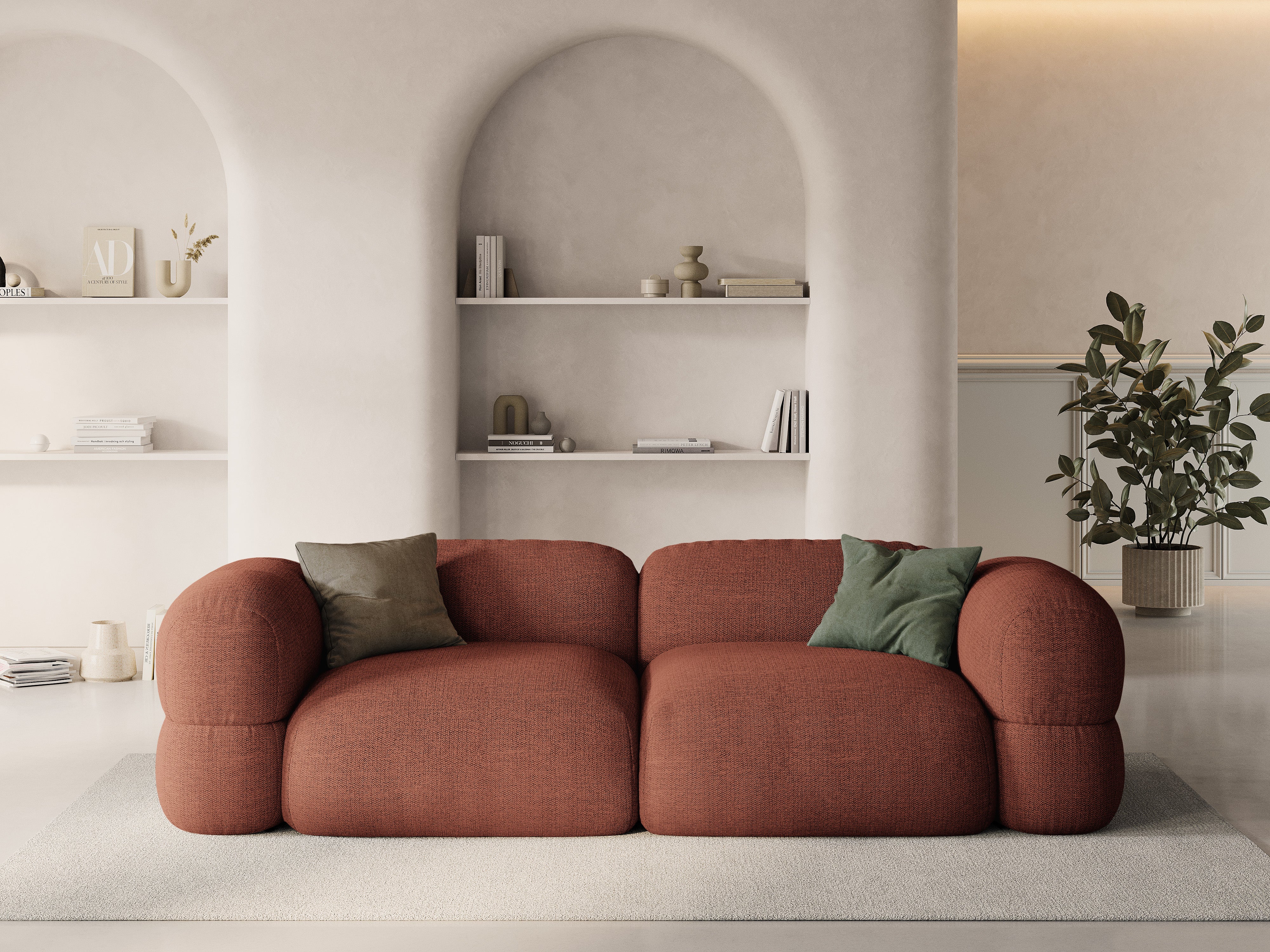 4-seater Sofa ROGER coral chenille