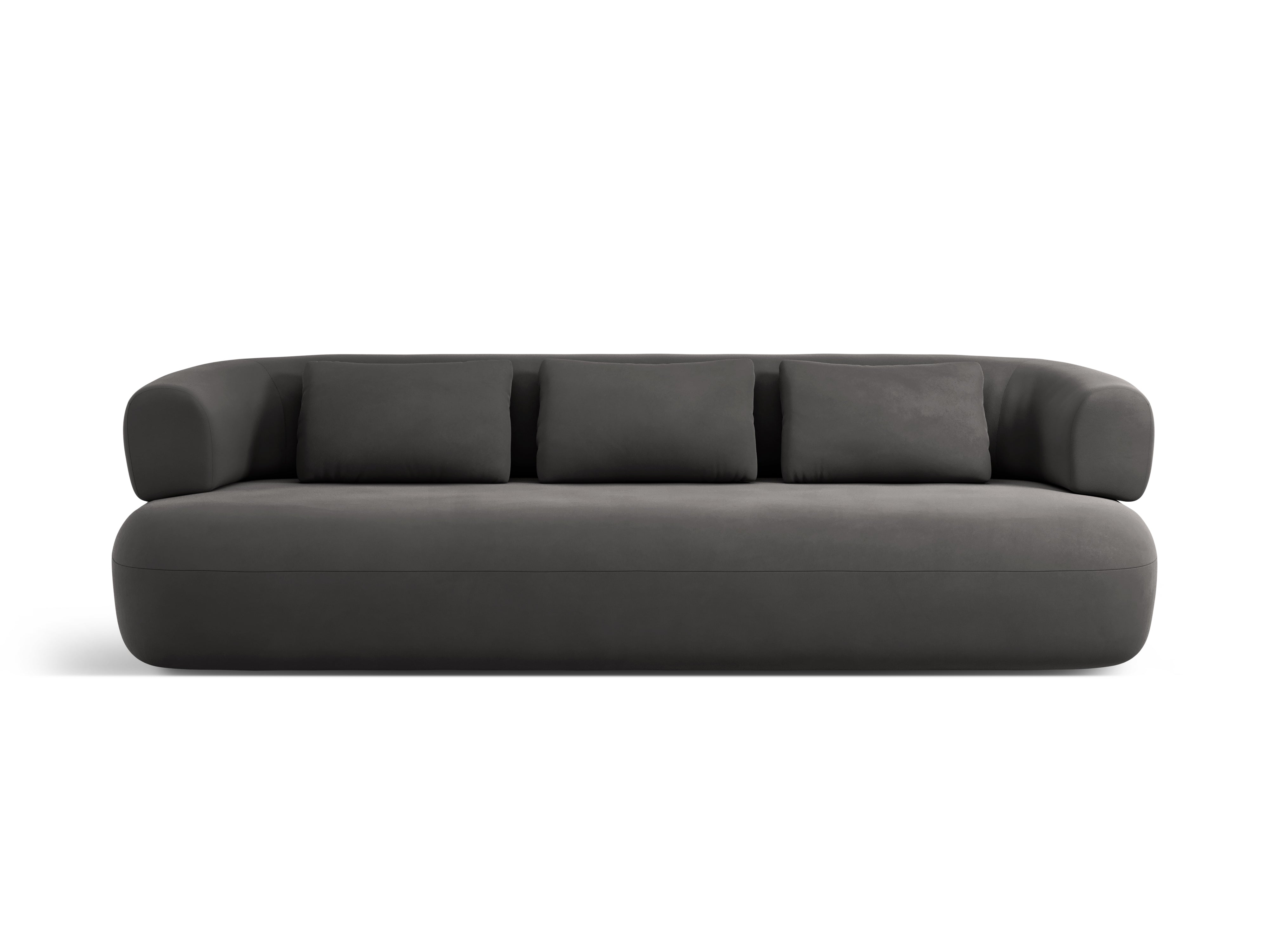 Sofa van fluweel voor 4 personen ALDRIN donkergrijs
