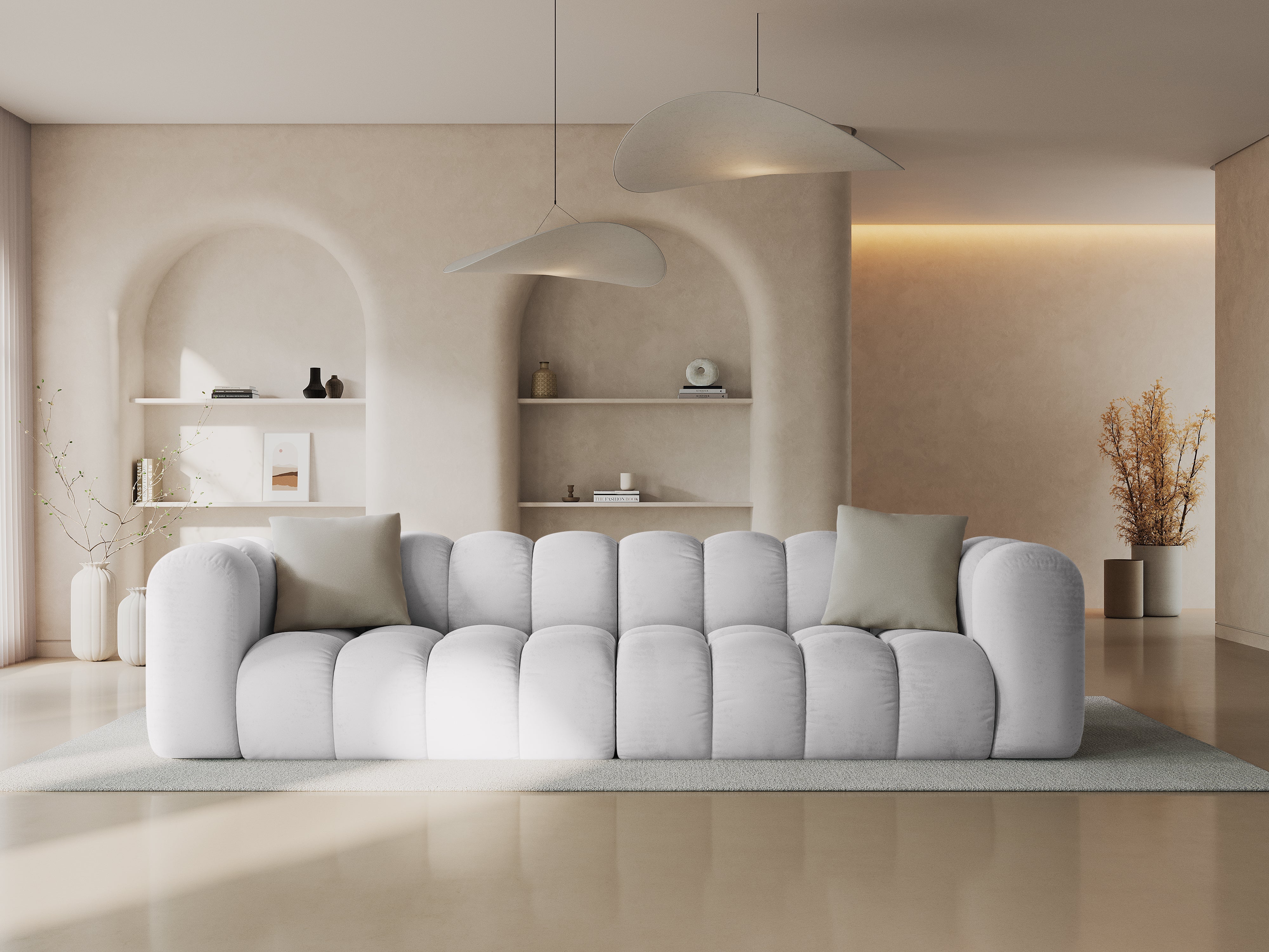 Samtsofa 4-Personen Silber Halley