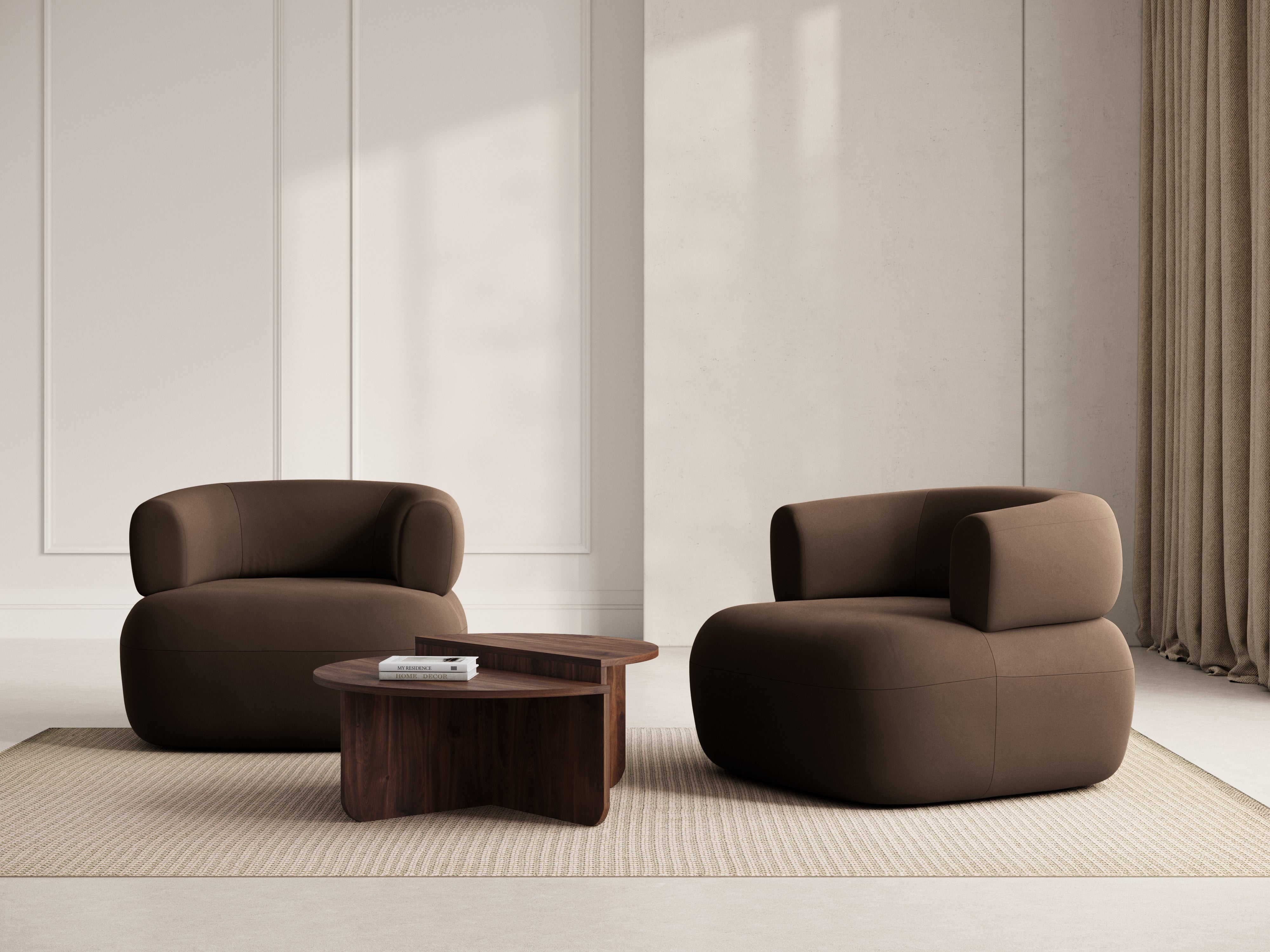Velours fauteuil ALDRIN chocolade