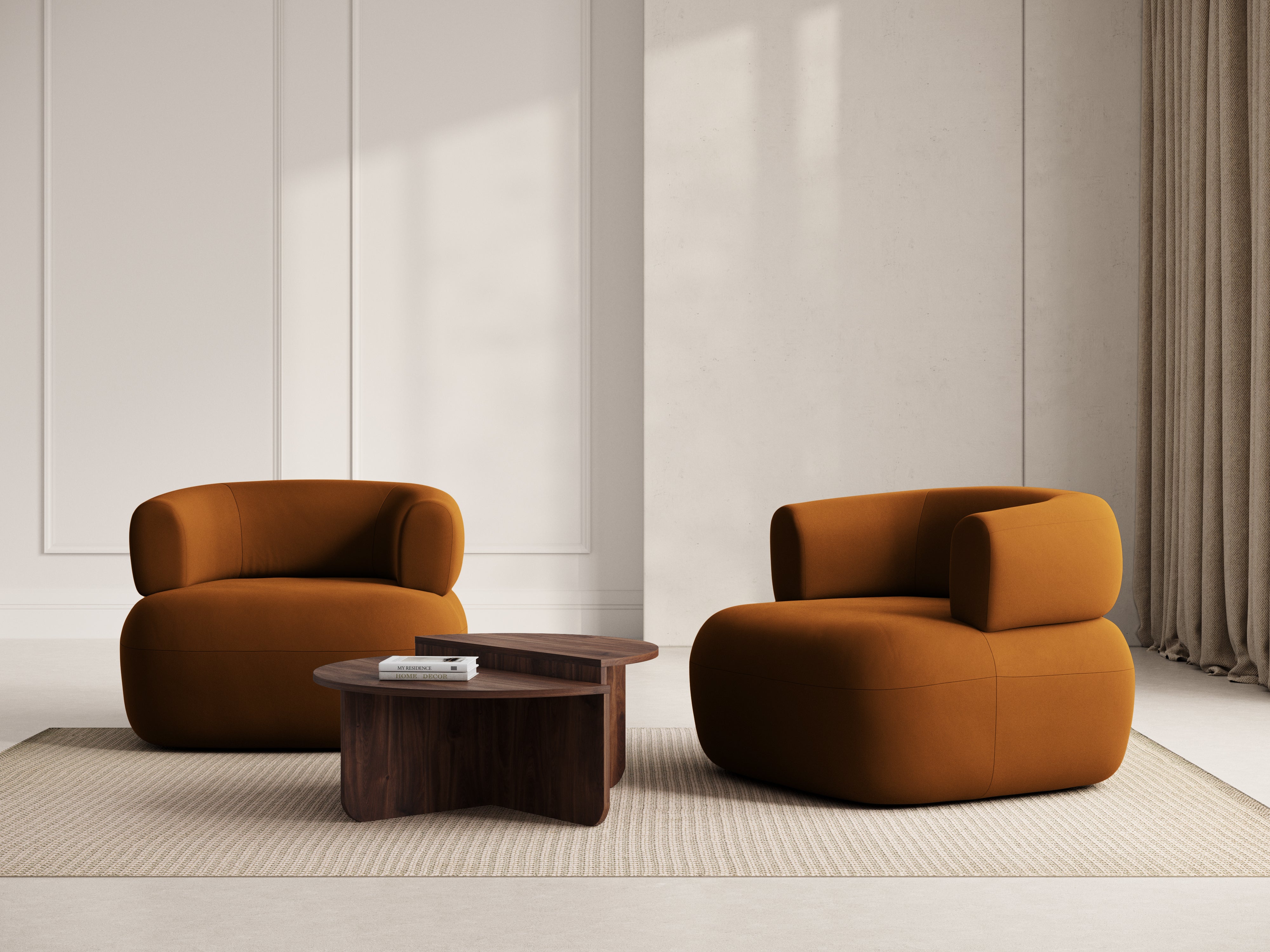 Velours fauteuil ALDRIN baksteenrood